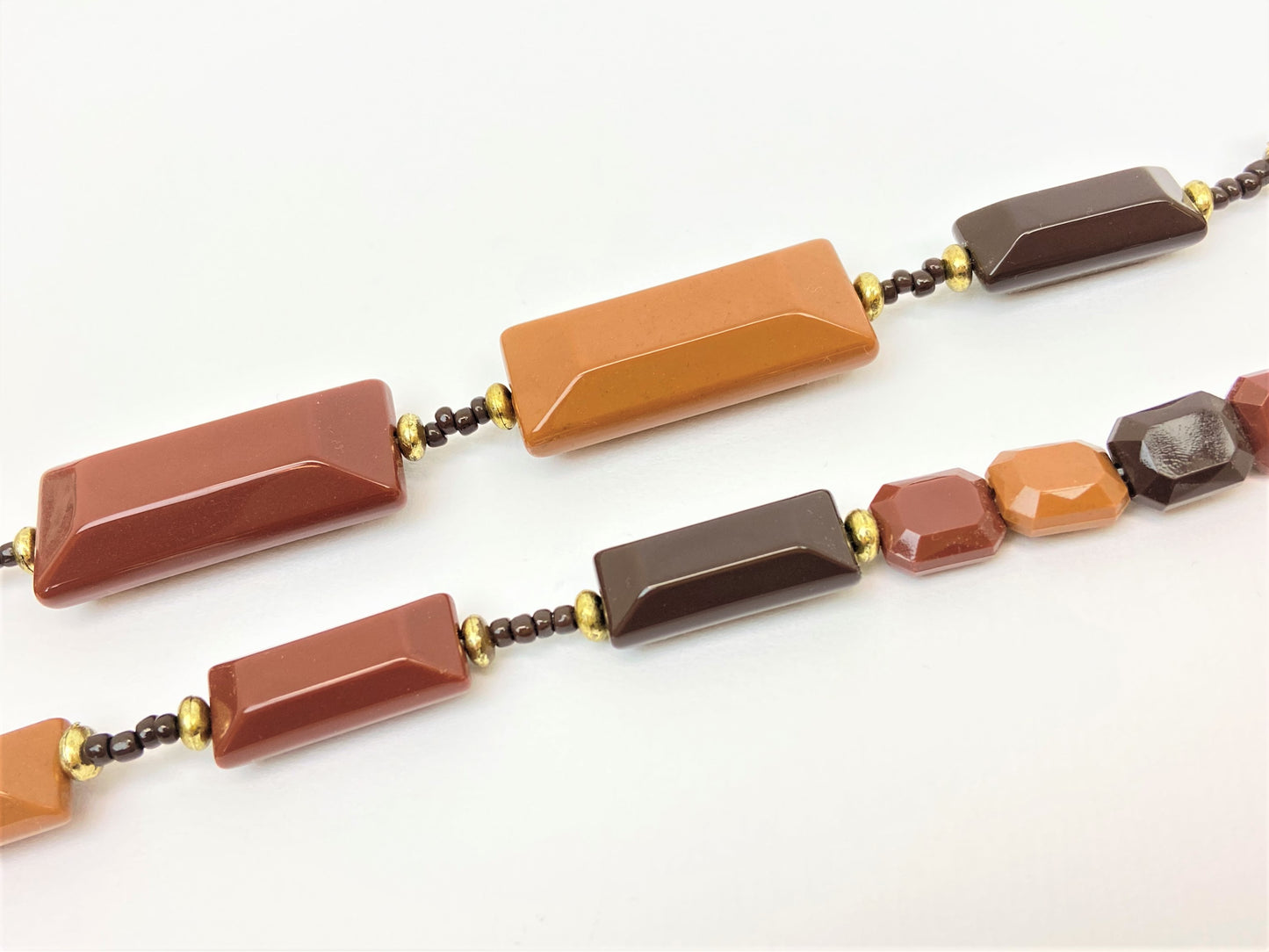 Warm Ochre Mixed Bead Necklace by Stage Jewellery with multicolour beads in brown tones