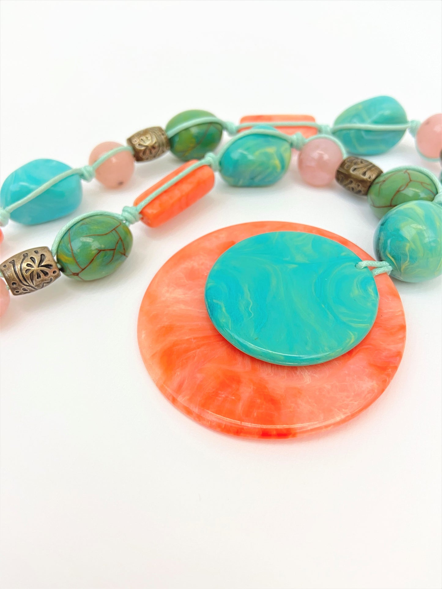 Coral Treasure Mixed Bead Necklace