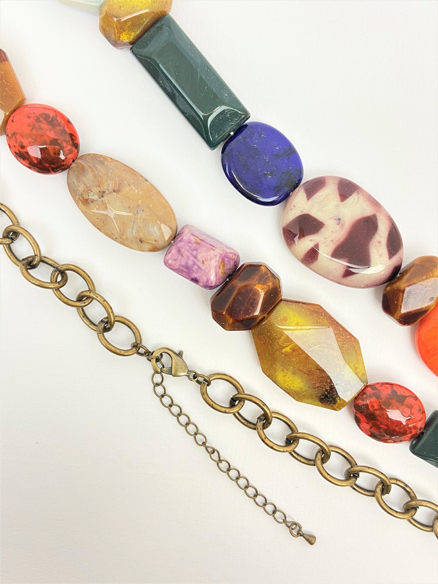 Mount Pizazz Mixed Bead Necklace by Stage Jewellery with multicolour beads in retro vintage fashion style
