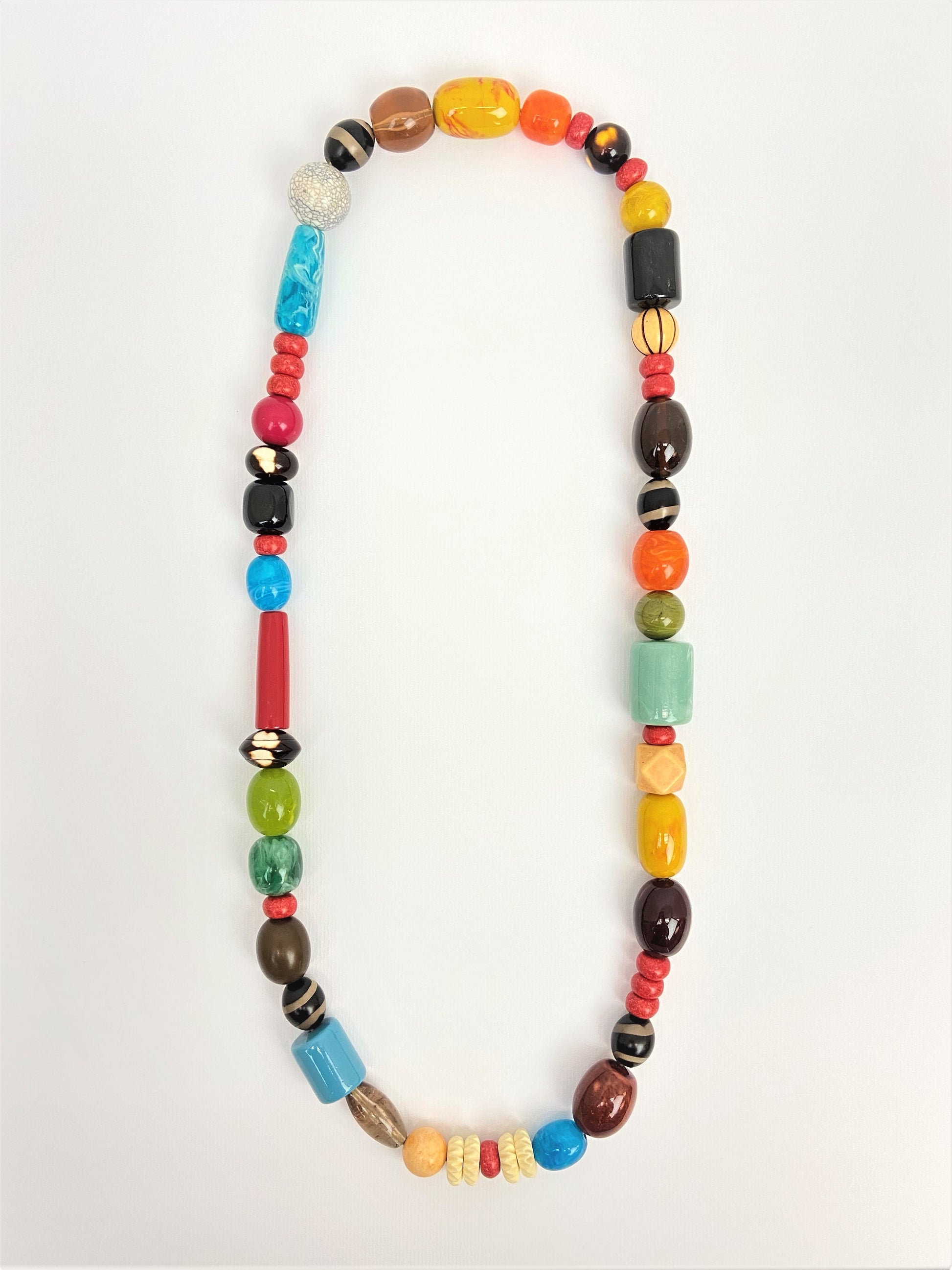 Kaleidoscopia Mixed Bead Necklace by Stage Jewellery with multicolour beads in bright vintage fashion style