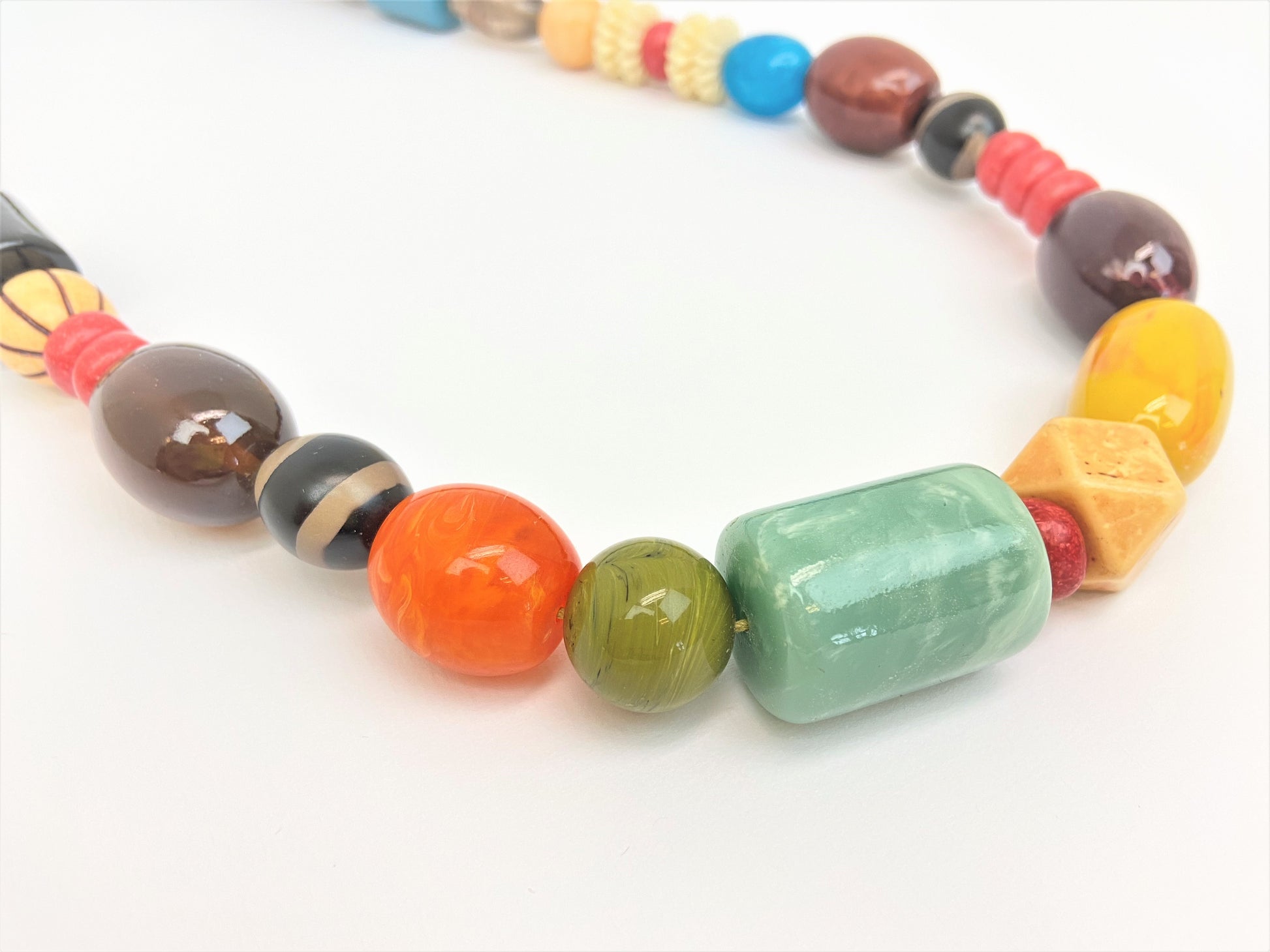 Kaleidoscopia Mixed Bead Necklace by Stage Jewellery with multicolour beads in bright vintage fashion style