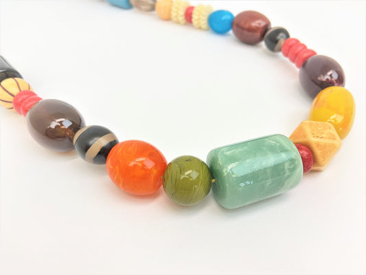 Kaleidoscopia Mixed Bead Necklace by Stage Jewellery with multicolour beads in bright vintage fashion style