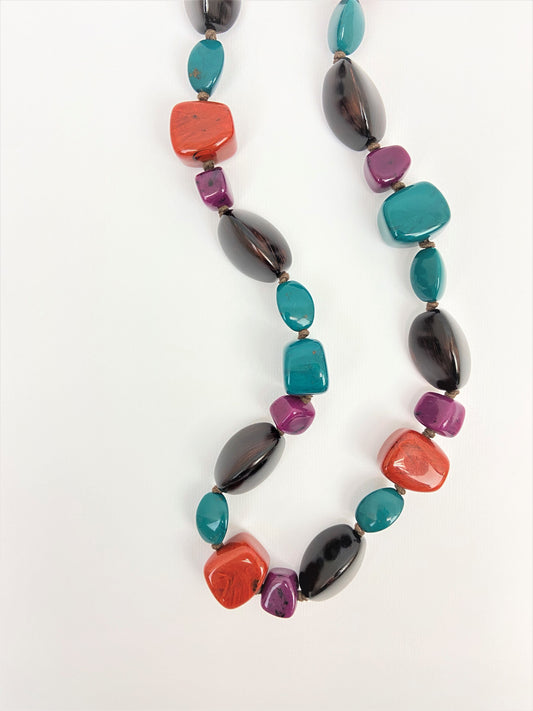 Autumn Soul Mixed Bead Necklace by Stage Jewellery in chunky vintage fashion style
