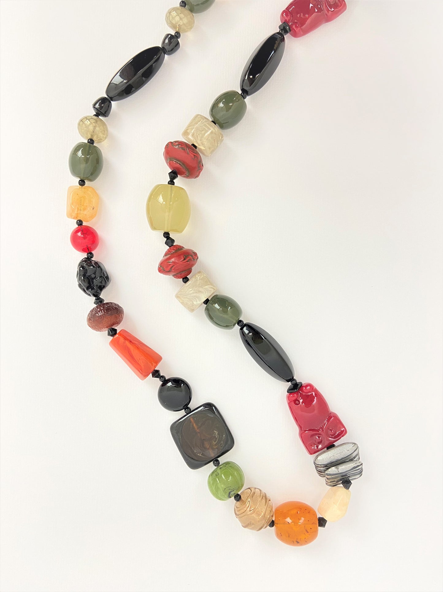Mystic Library Mixed Bead Necklace by Stage Jewellery with multicolour beads in vintage retro bold fashion style