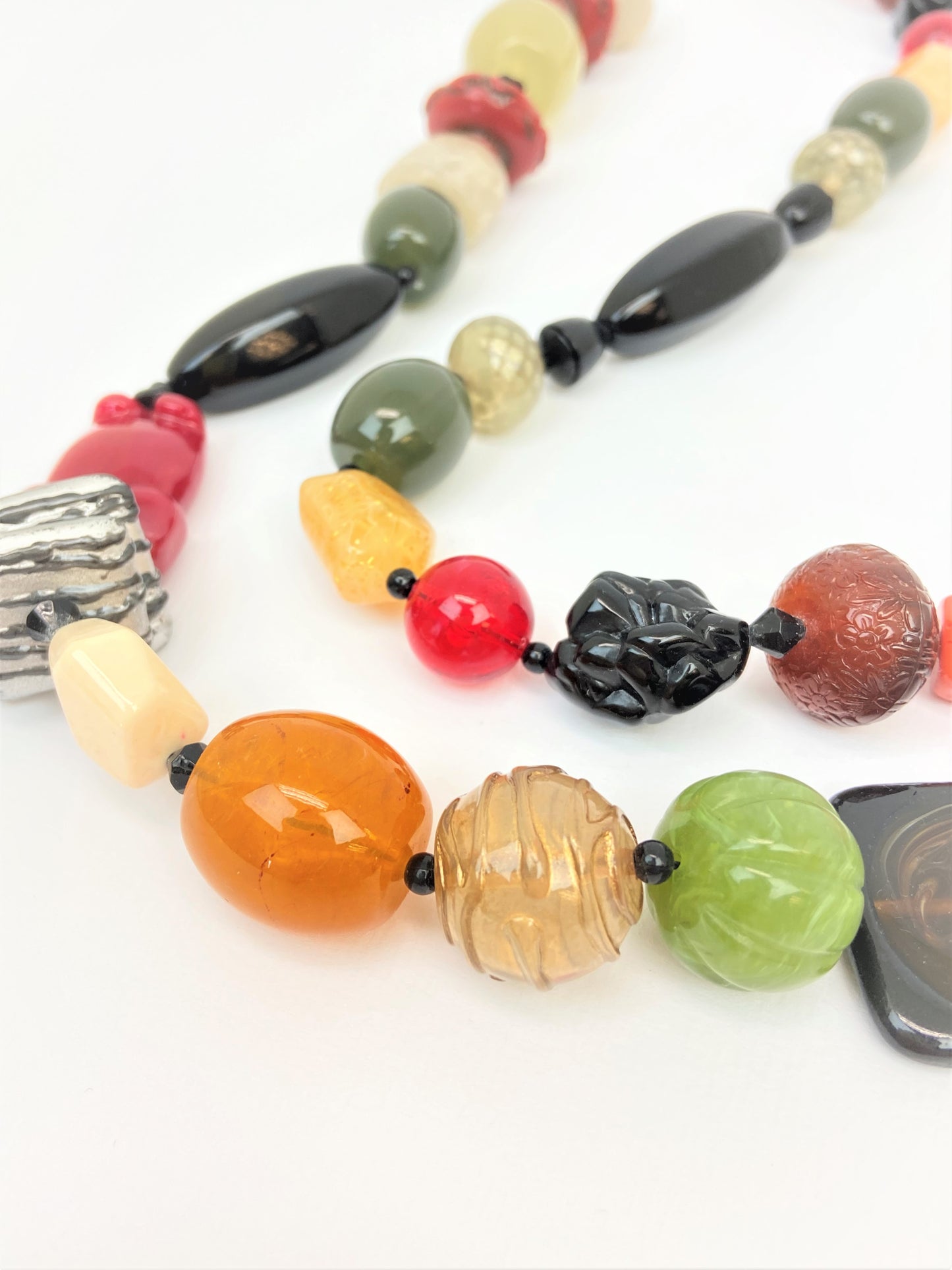 Mystic Library Mixed Bead Necklace by Stage Jewellery with multicolour beads in vintage retro bold fashion style