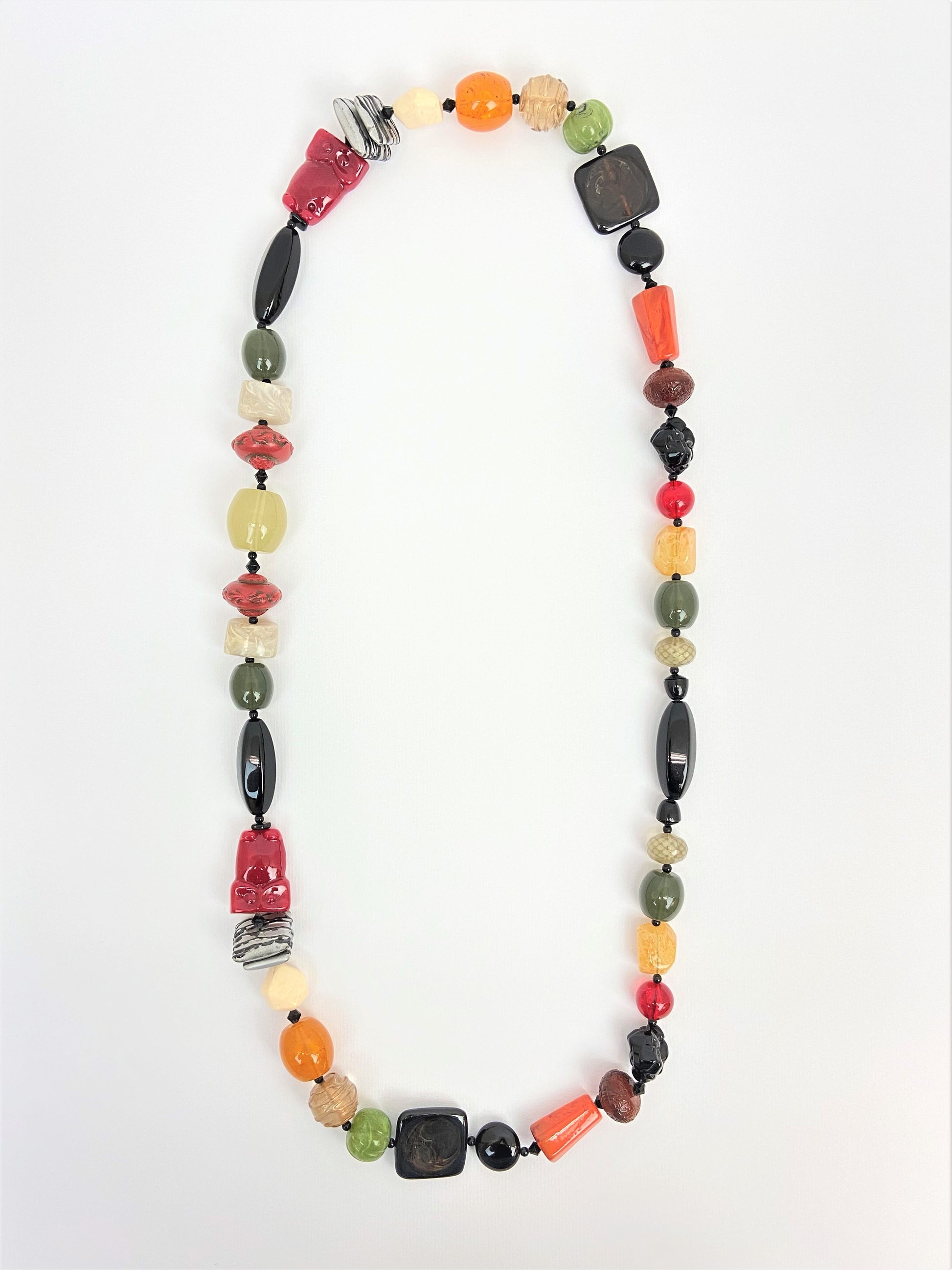 Mystic Library Mixed Bead Necklace by Stage Jewellery with multicolour beads in vintage retro bold fashion style