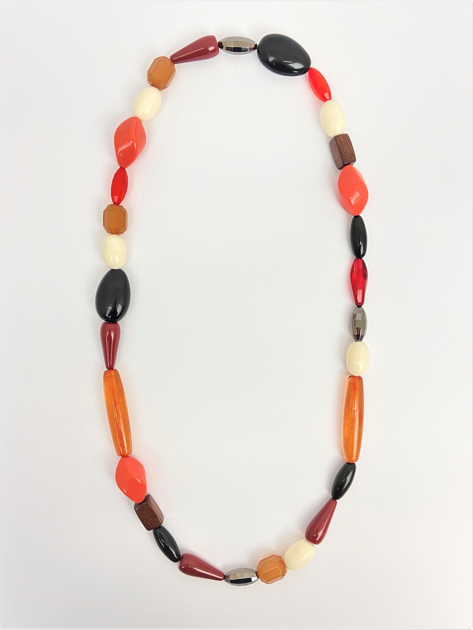 Coral May Mixed Bead Necklace by Stage Jewellery in retro vintage style