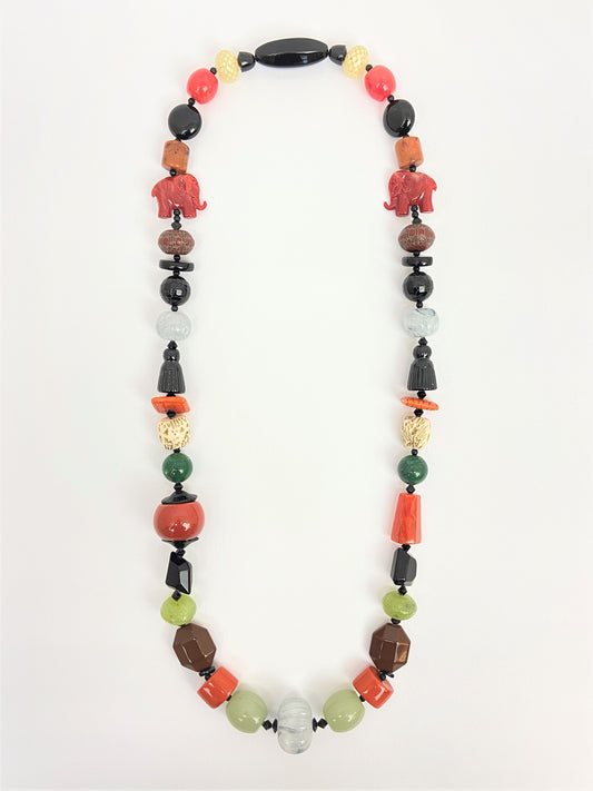 Siam Jungle Mixed Bead Necklace by Stage Jewellery with multicolour beads in bold vintage retro fashion style