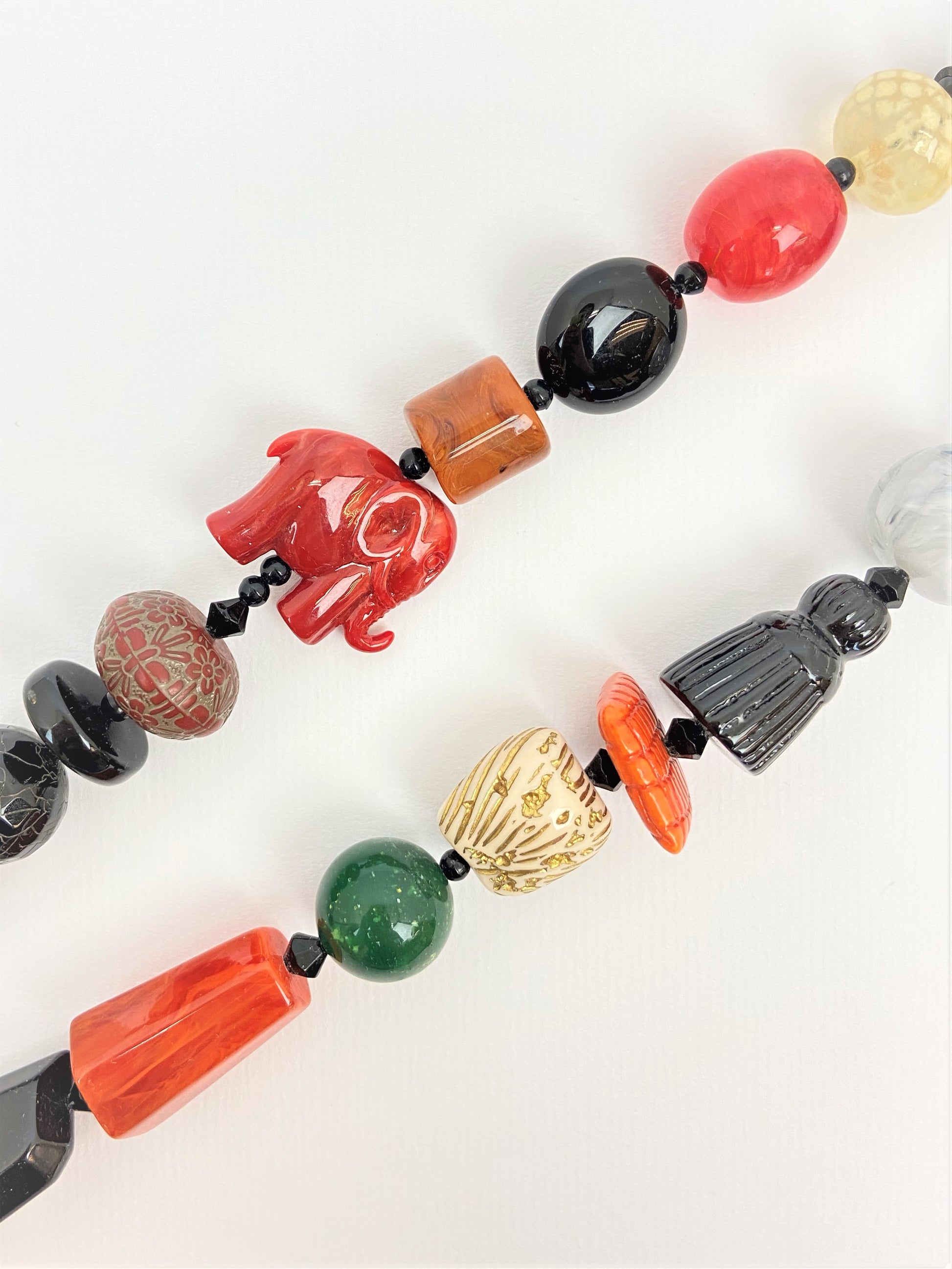 Siam Jungle Mixed Bead Necklace by Stage Jewellery with multicolour beads in bold vintage retro fashion style