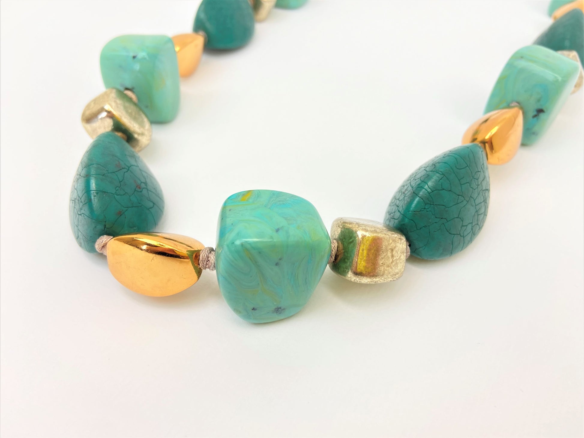 Peacock Morning Mixed Bead Necklace by Stage Jewellery with bold chunky beads