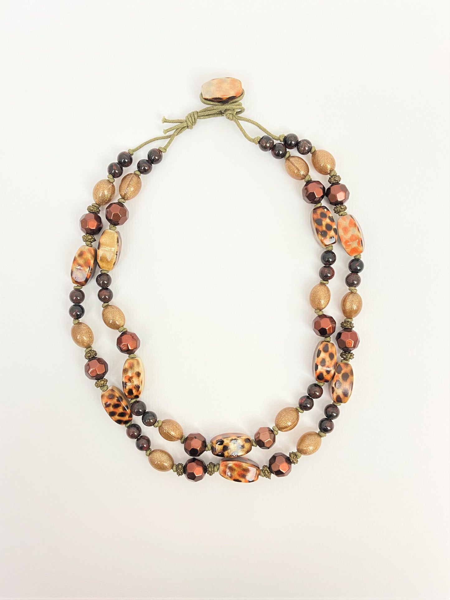 Gecko Rock Mixed Bead Necklace by Stage Jewellery with multicolour beads in earth tones