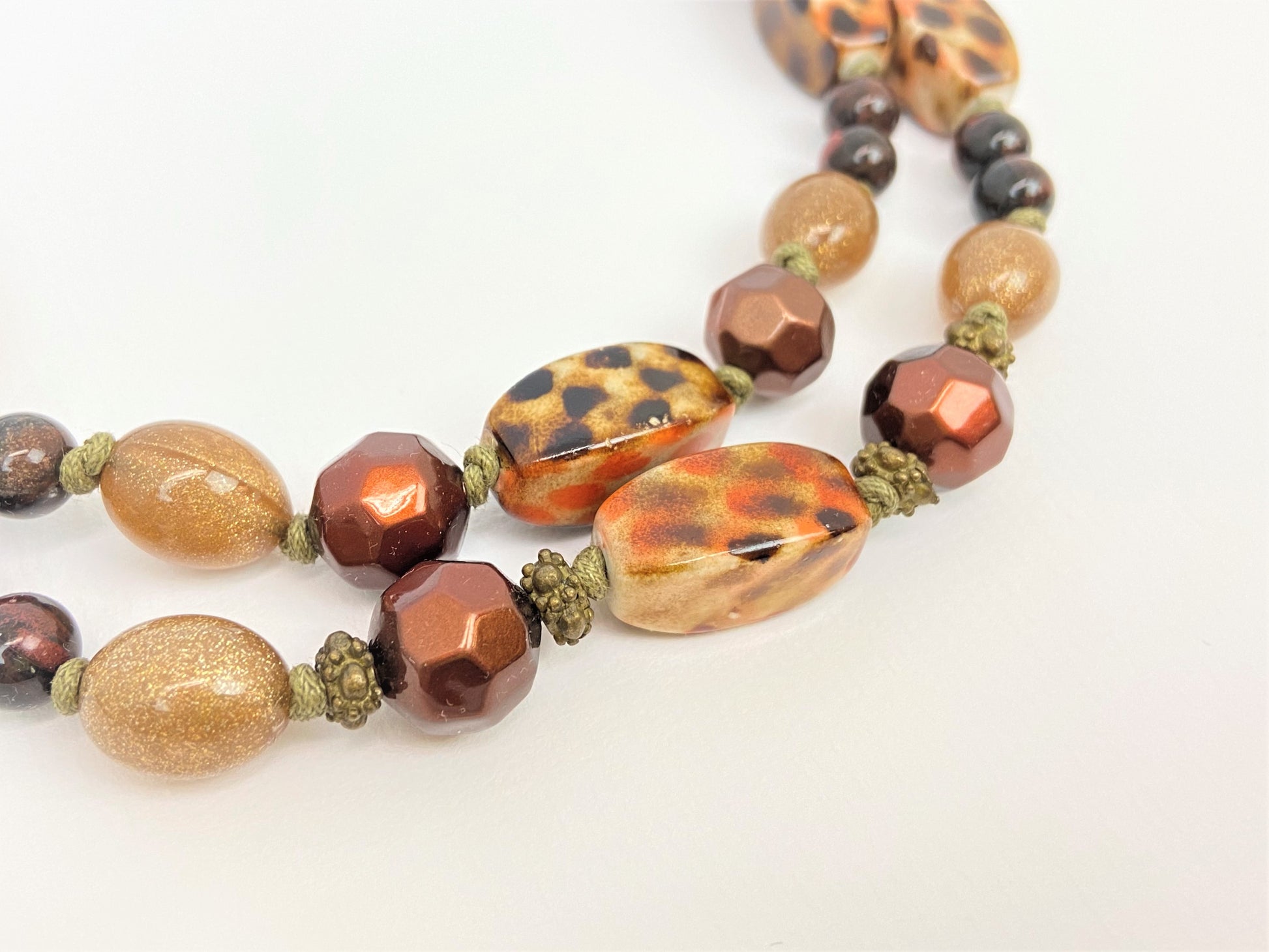 Gecko Rock Mixed Bead Necklace by Stage Jewellery with multicolour beads in earth tones