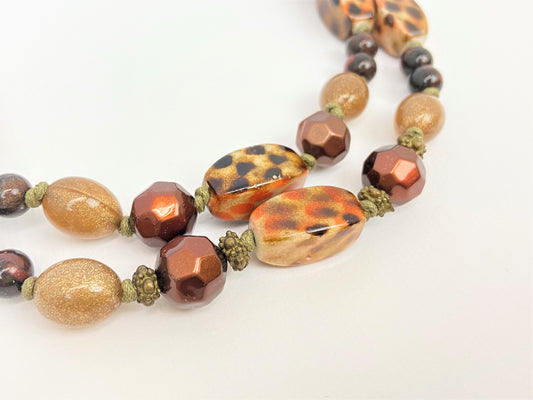 Gecko Rock Mixed Bead Necklace by Stage Jewellery with multicolour beads in earth tones