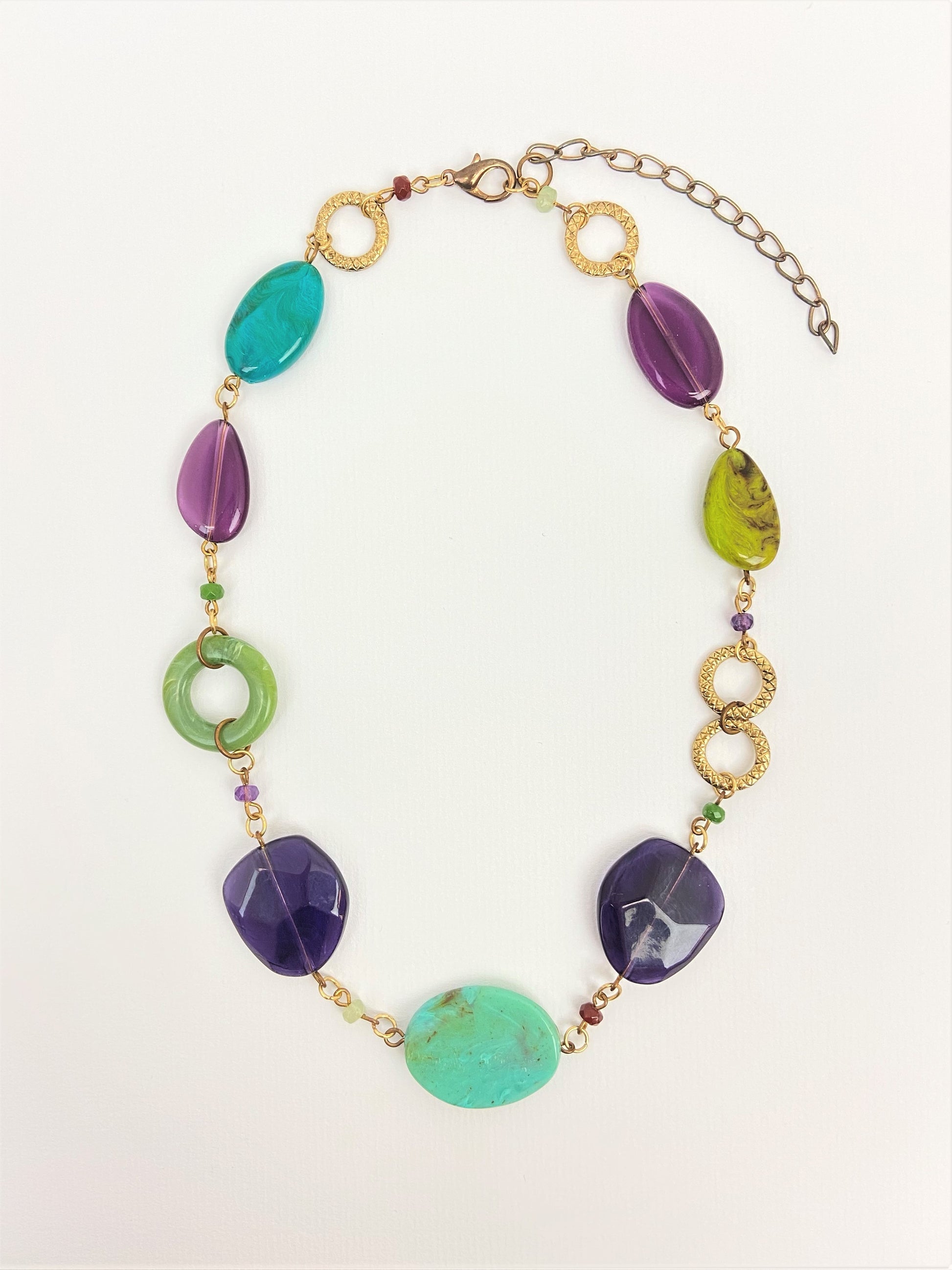 Royal Vacation Mixed Bead Necklace by Stage Jewellery in cyan teal blue purple tones