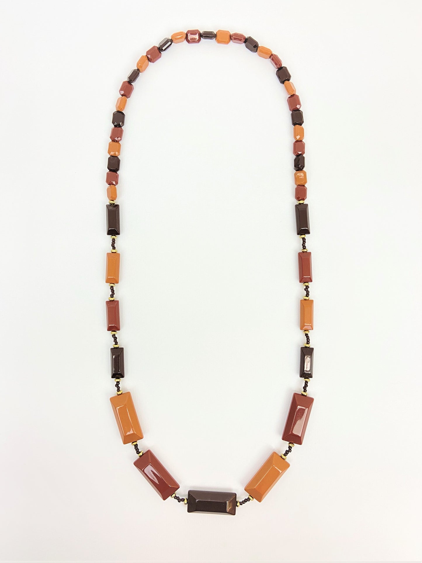 Warm Ochre Mixed Bead Necklace by Stage Jewellery with multicolour beads in brown tones