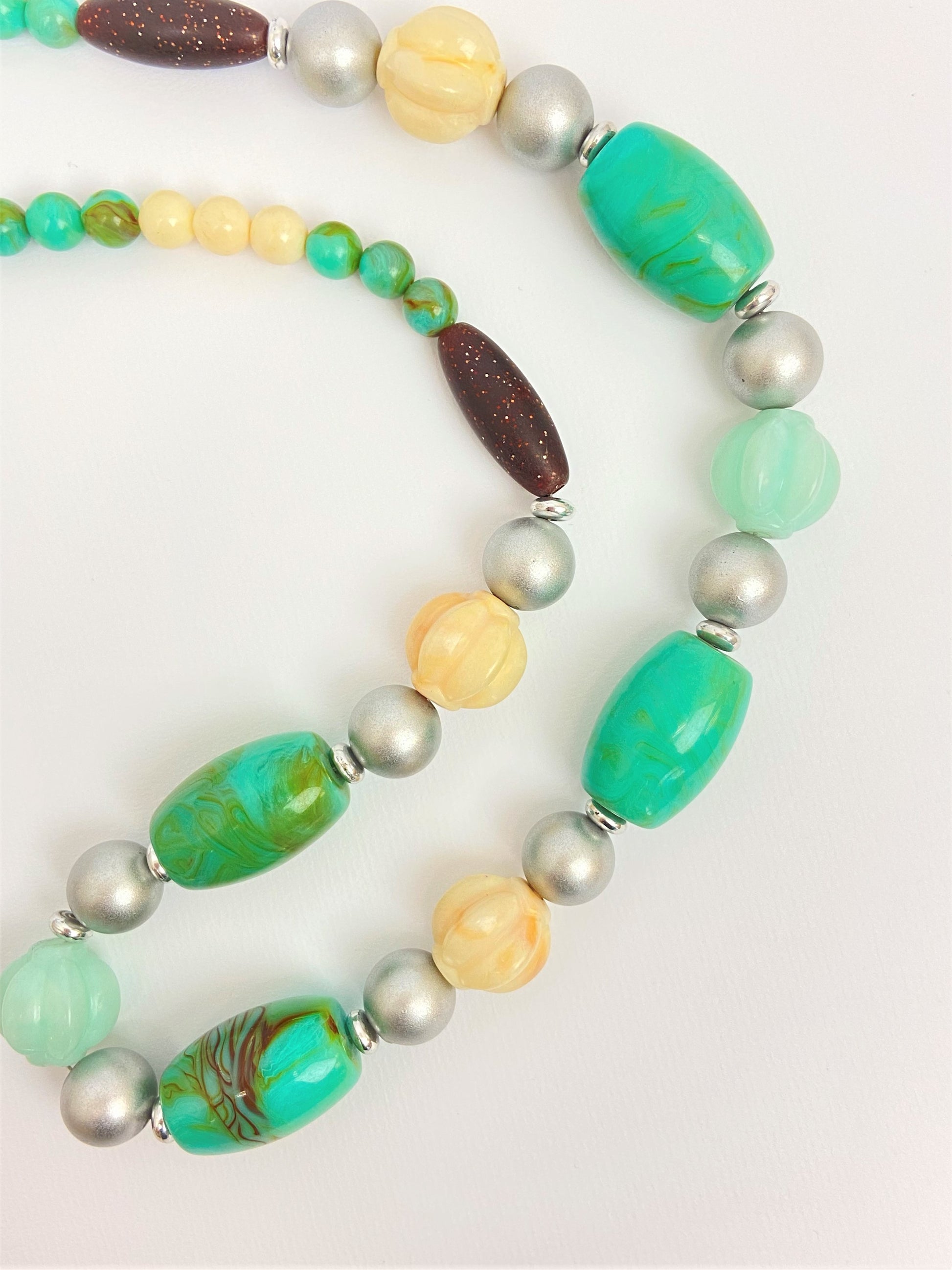 Jade Galaxy Mixed Bead Necklace by Stage Jewellery in green tones