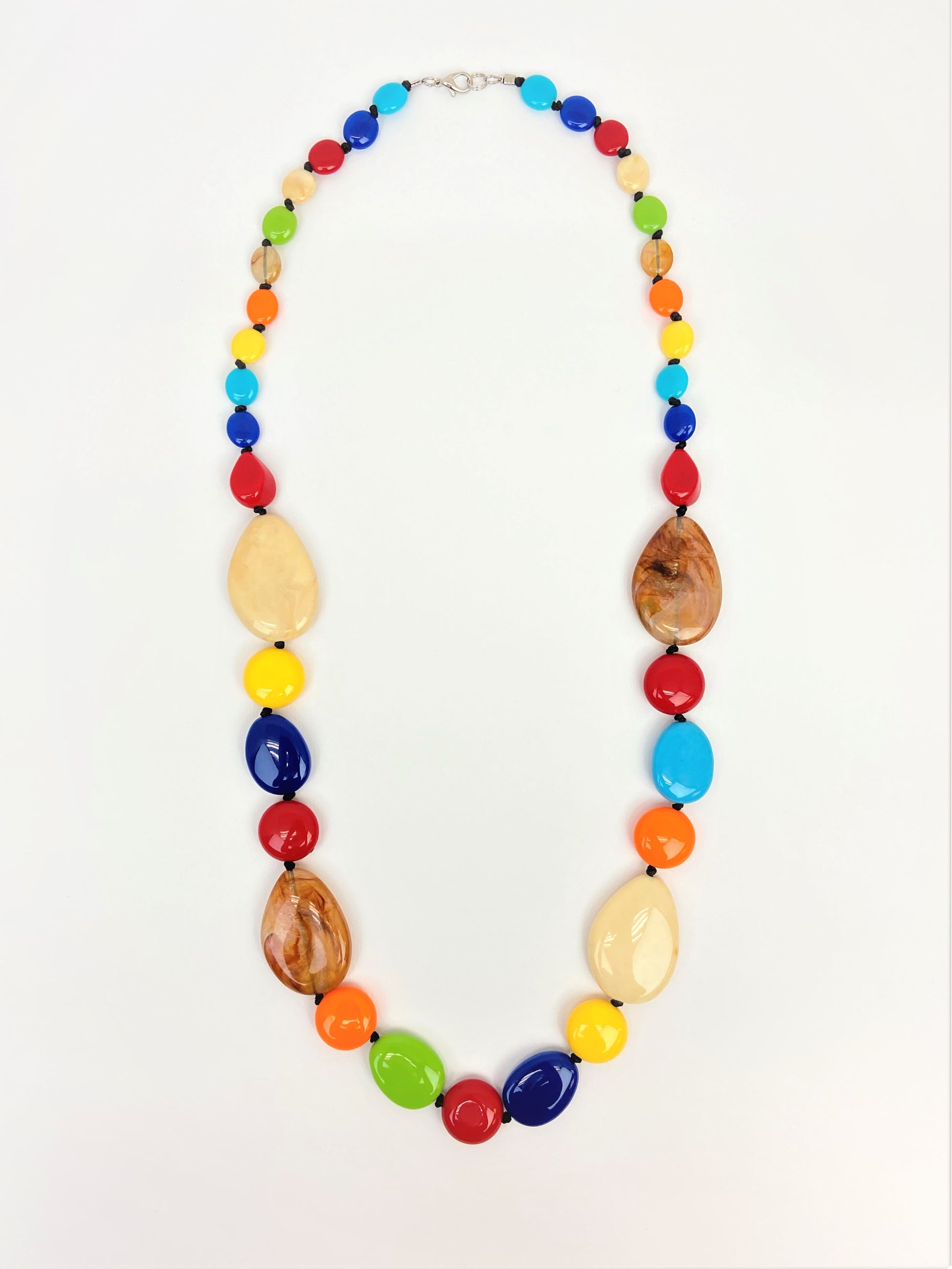 Long Chroma Pebbles Mixed Bead Necklace with multicolour beads