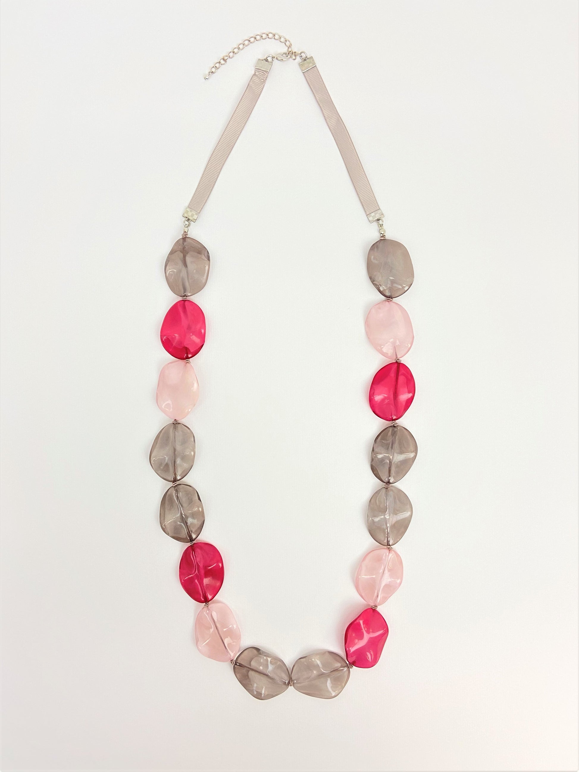 Dusky Rose Petal Bead Necklace by Stage Jewellery with transparent beads