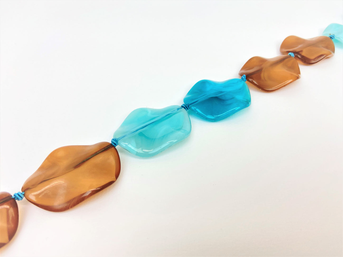 Aqua Petal Bead Necklace