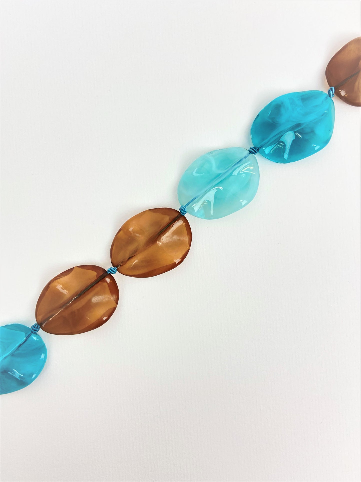 Aqua Petal Bead Necklace