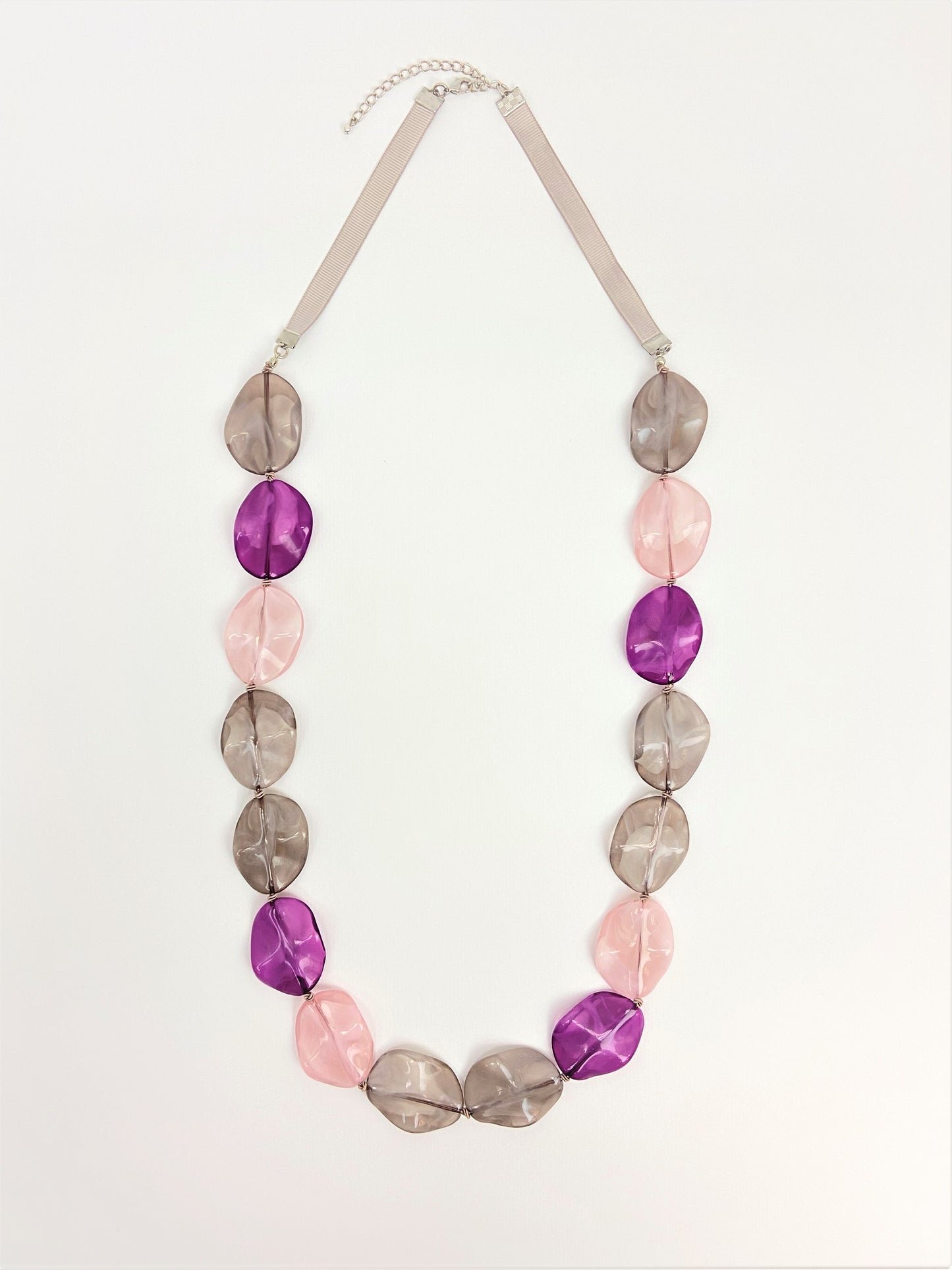 Rosy Orchid Petal Bead Necklace by Stage Jewellery in purple pink grey tones