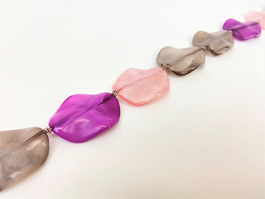 Rosy Orchid Petal Bead Necklace by Stage Jewellery in purple pink grey tones
