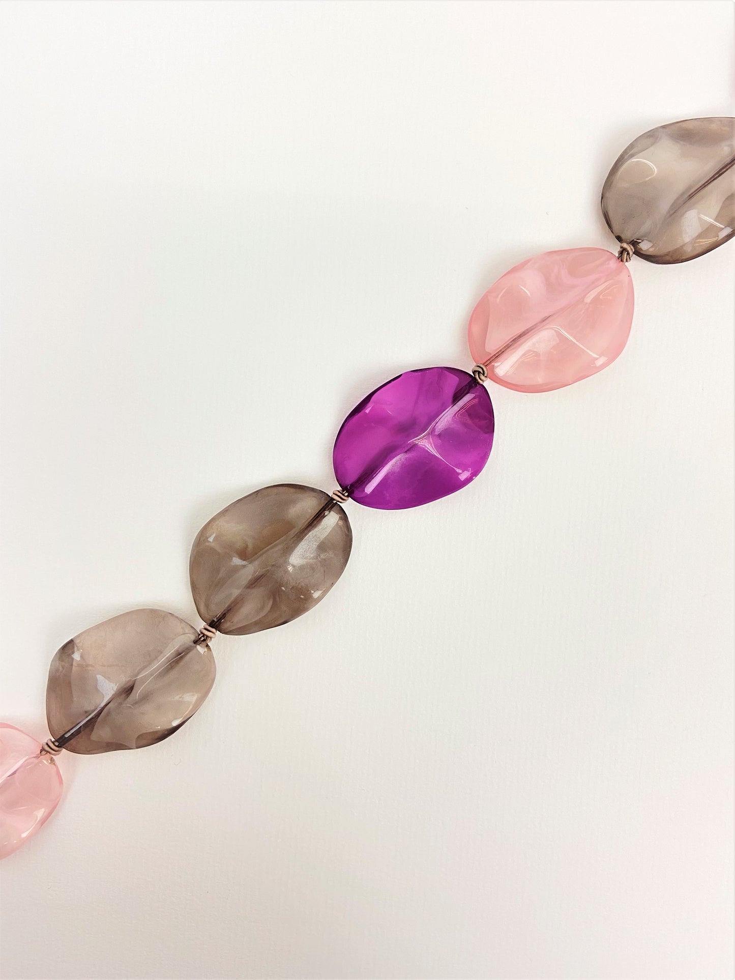 Rosy Orchid Petal Bead Necklace by Stage Jewellery in purple pink grey tones
