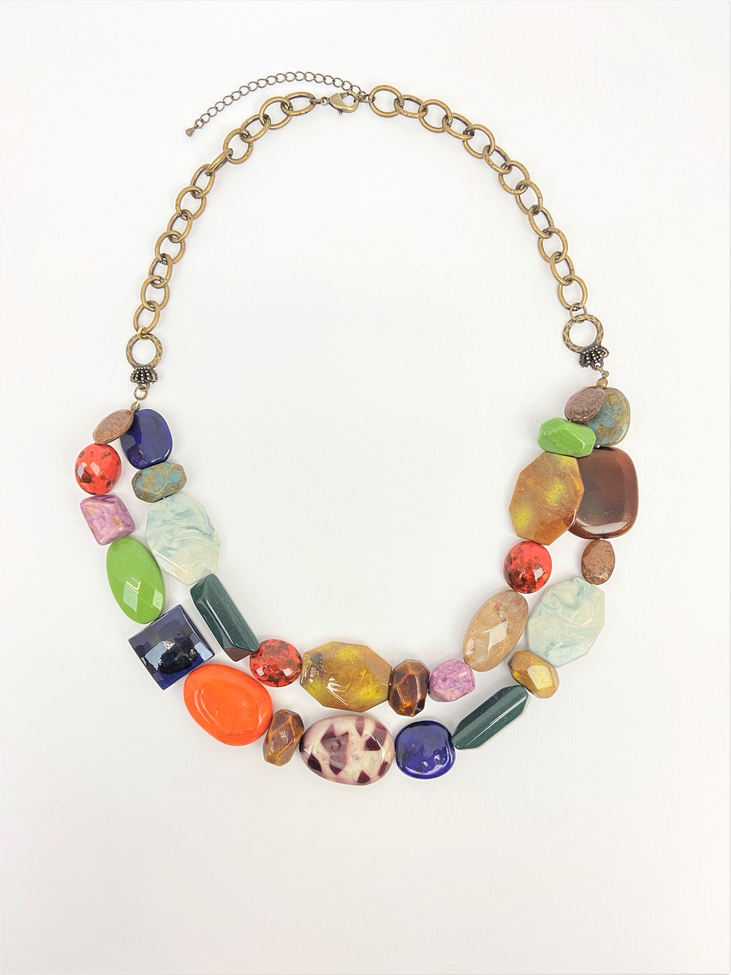 Mount Pizazz Mixed Bead Necklace by Stage Jewellery with multicolour beads in retro vintage fashion style