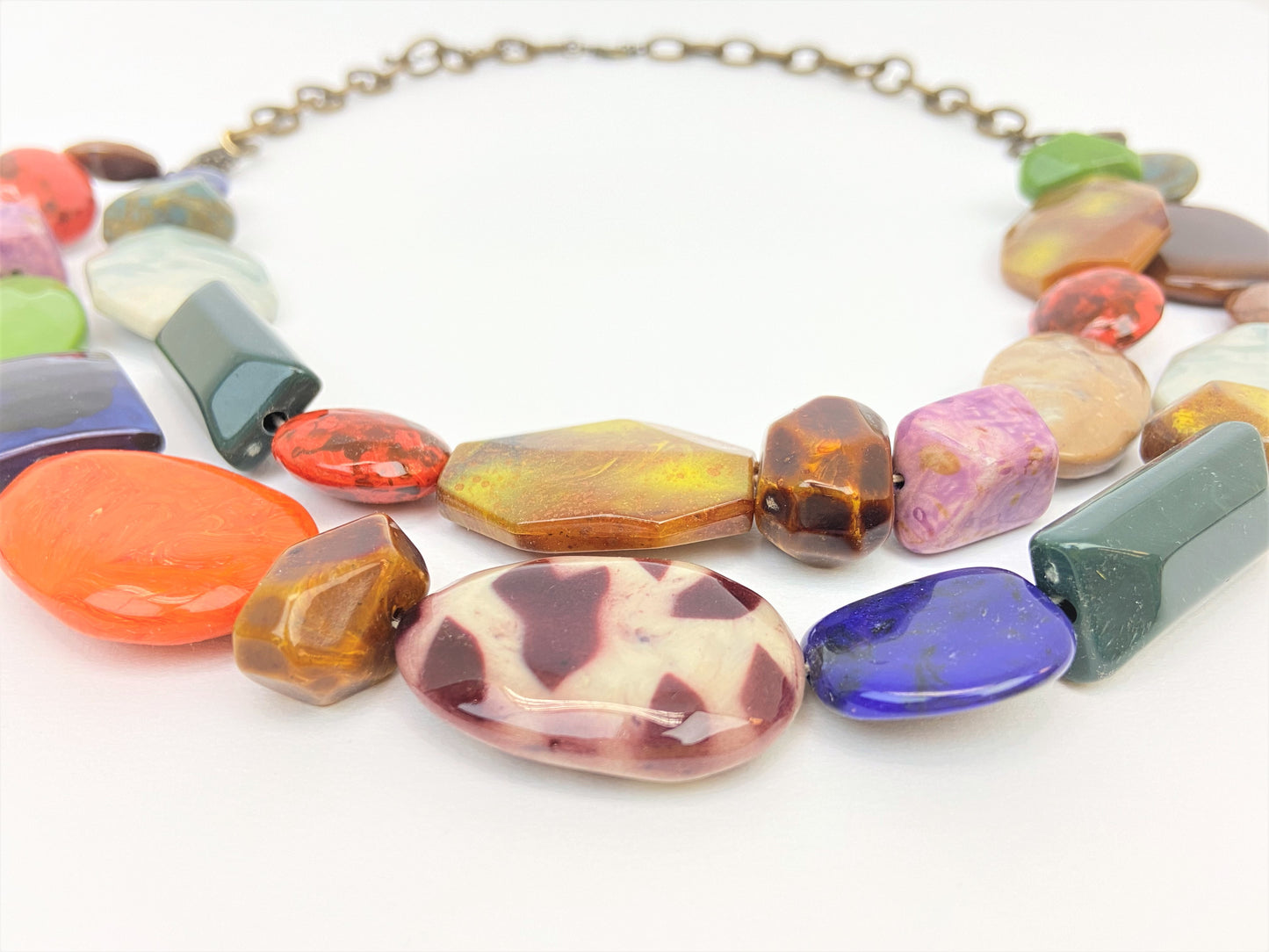 Mount Pizazz Mixed Bead Necklace by Stage Jewellery with multicolour beads in retro vintage fashion style