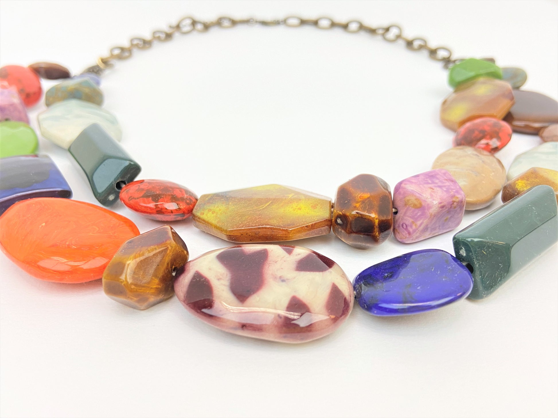 Mount Pizazz Mixed Bead Necklace by Stage Jewellery with multicolour beads in retro vintage fashion style
