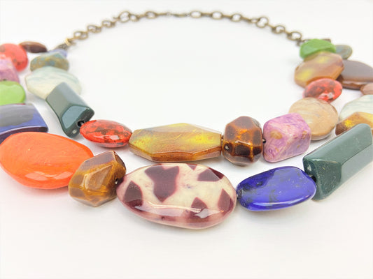 Mount Pizazz Mixed Bead Necklace by Stage Jewellery with multicolour beads in retro vintage fashion style