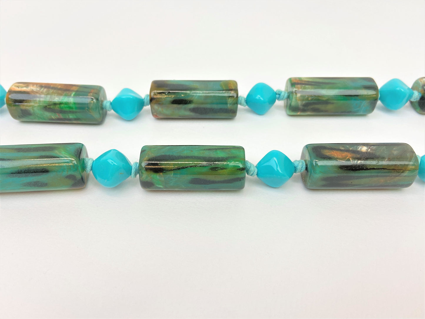 Celestino Mixed Bead Necklace by Stage Jewellery with Teal Cyan Peacock beads