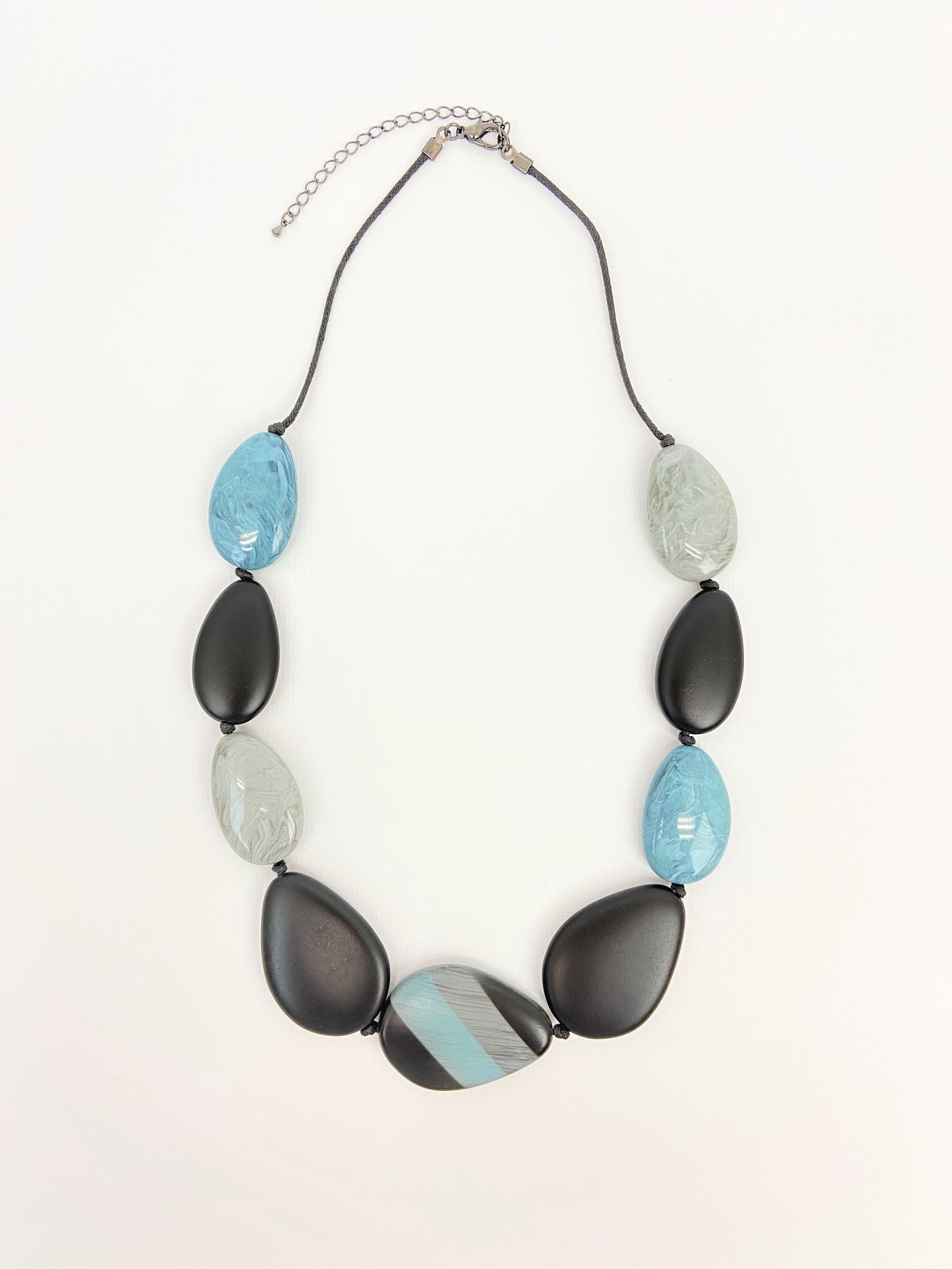 Bluesette Mixed Bead Necklace by Stage Jewellery with black blue droplet petal beads