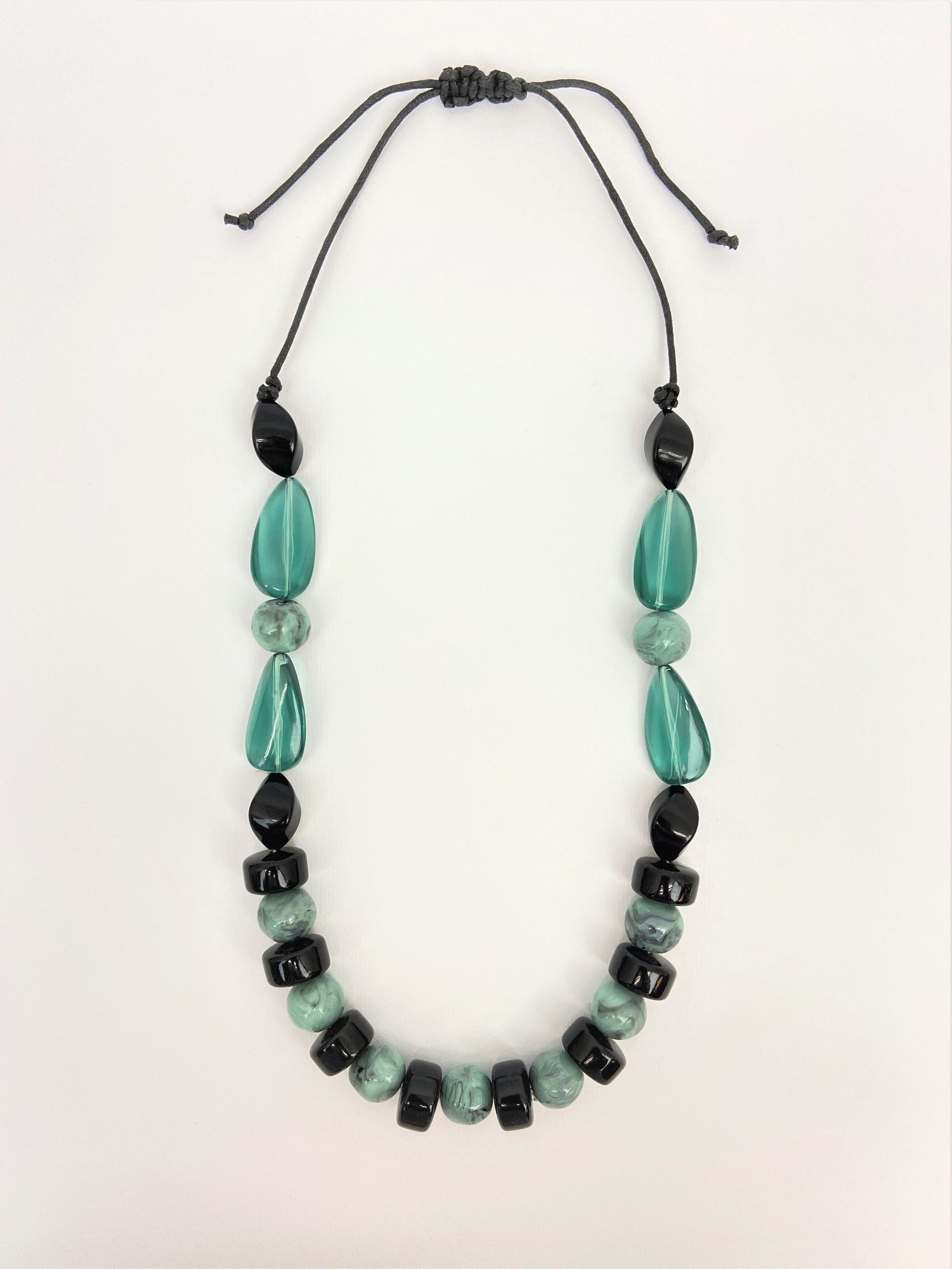 Lagoon Verna Mixed Bead Necklace by Stage Jewellery in black and green tones