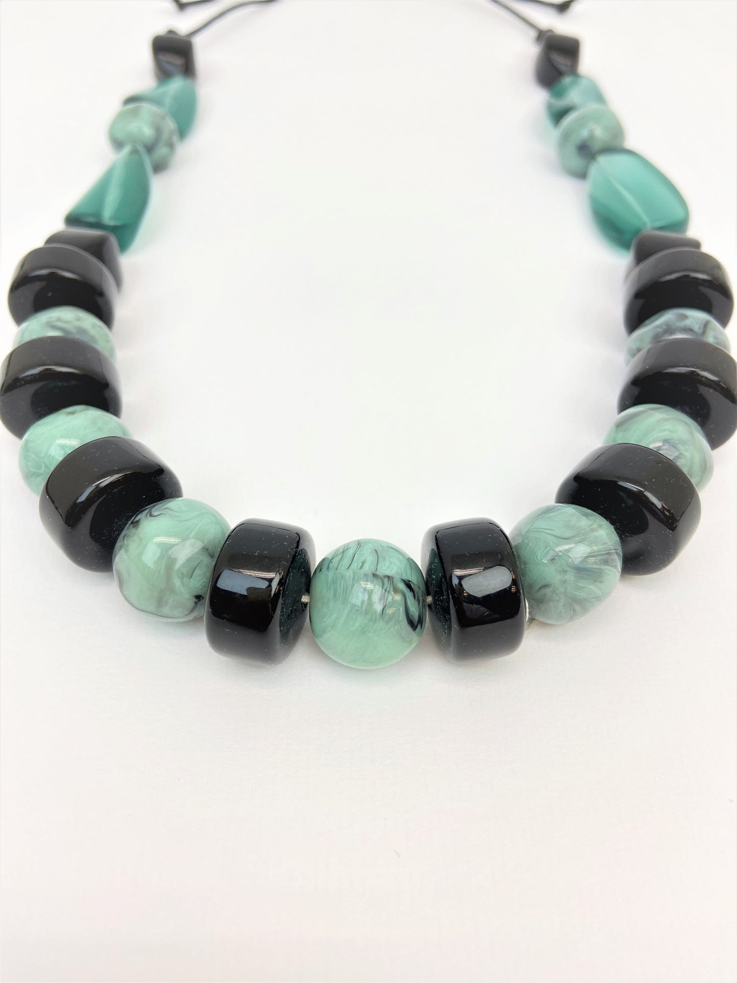 Lagoon Verna Mixed Bead Necklace by Stage Jewellery in black and green tones
