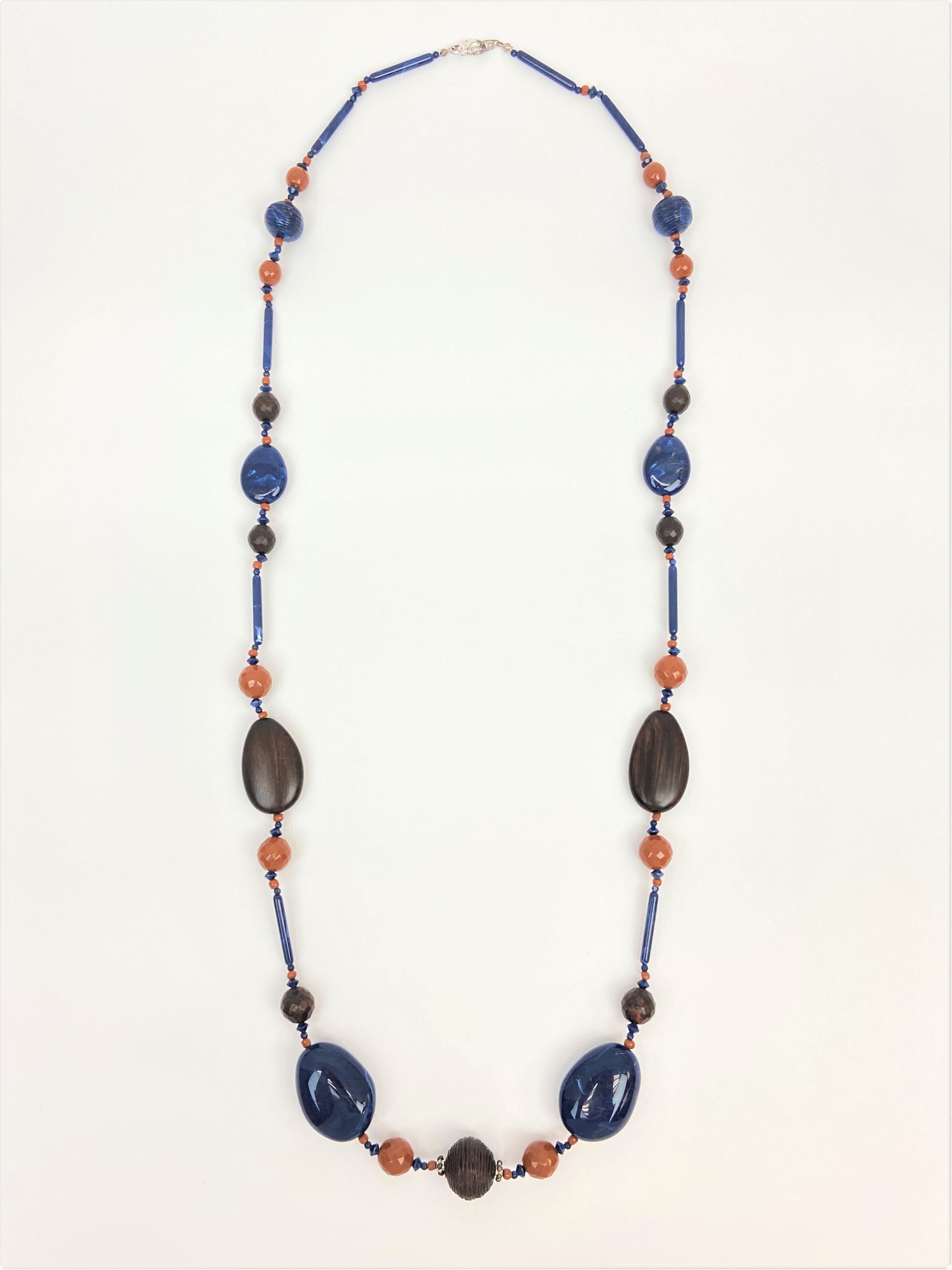 Royal Chancery Mixed Bead Necklace by Stage Jewellery in brown blue tones