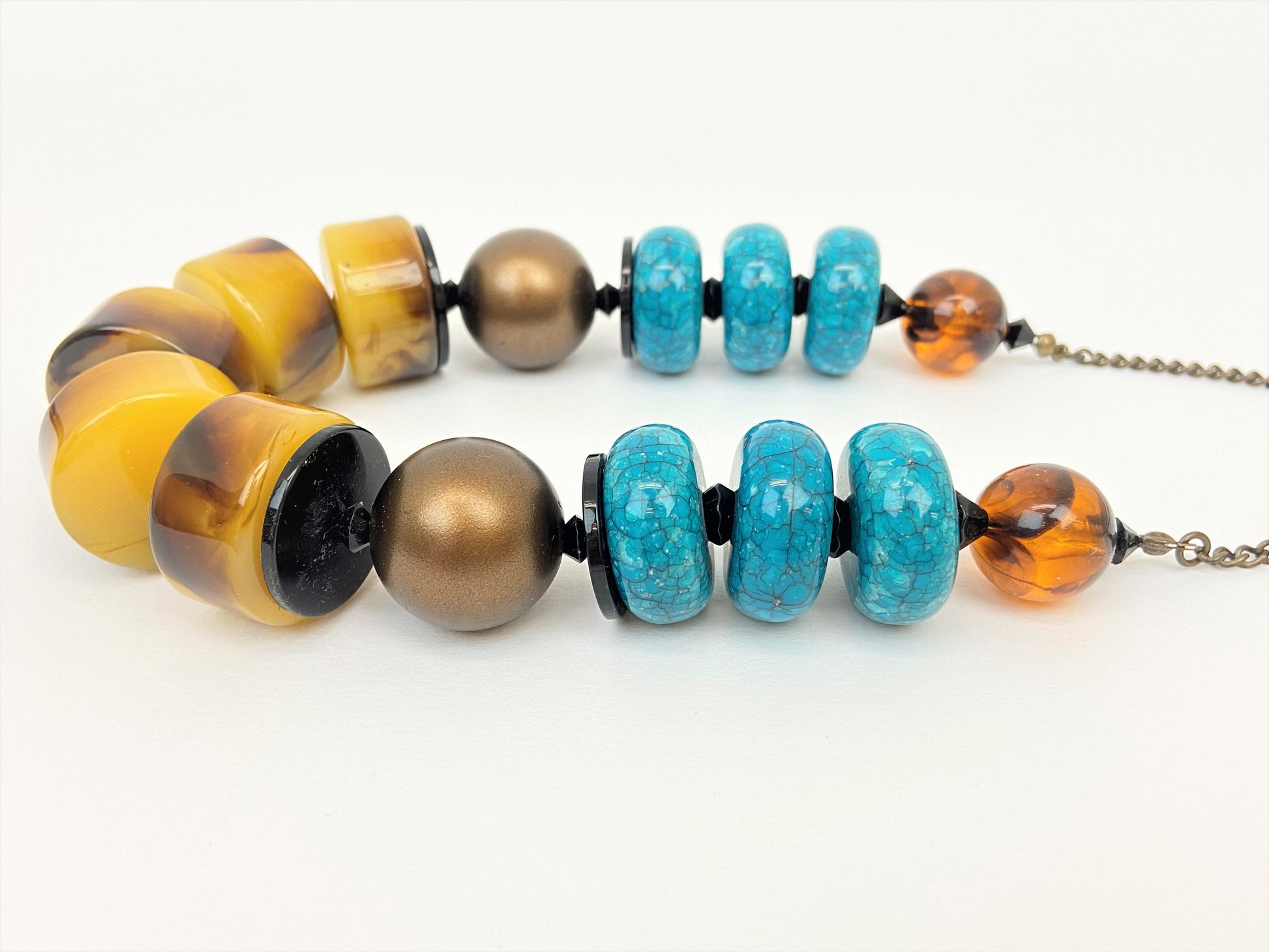 Mediterranean Archway Mixed Bead Necklace by Stage Jewellery in retro vintage fashion style
