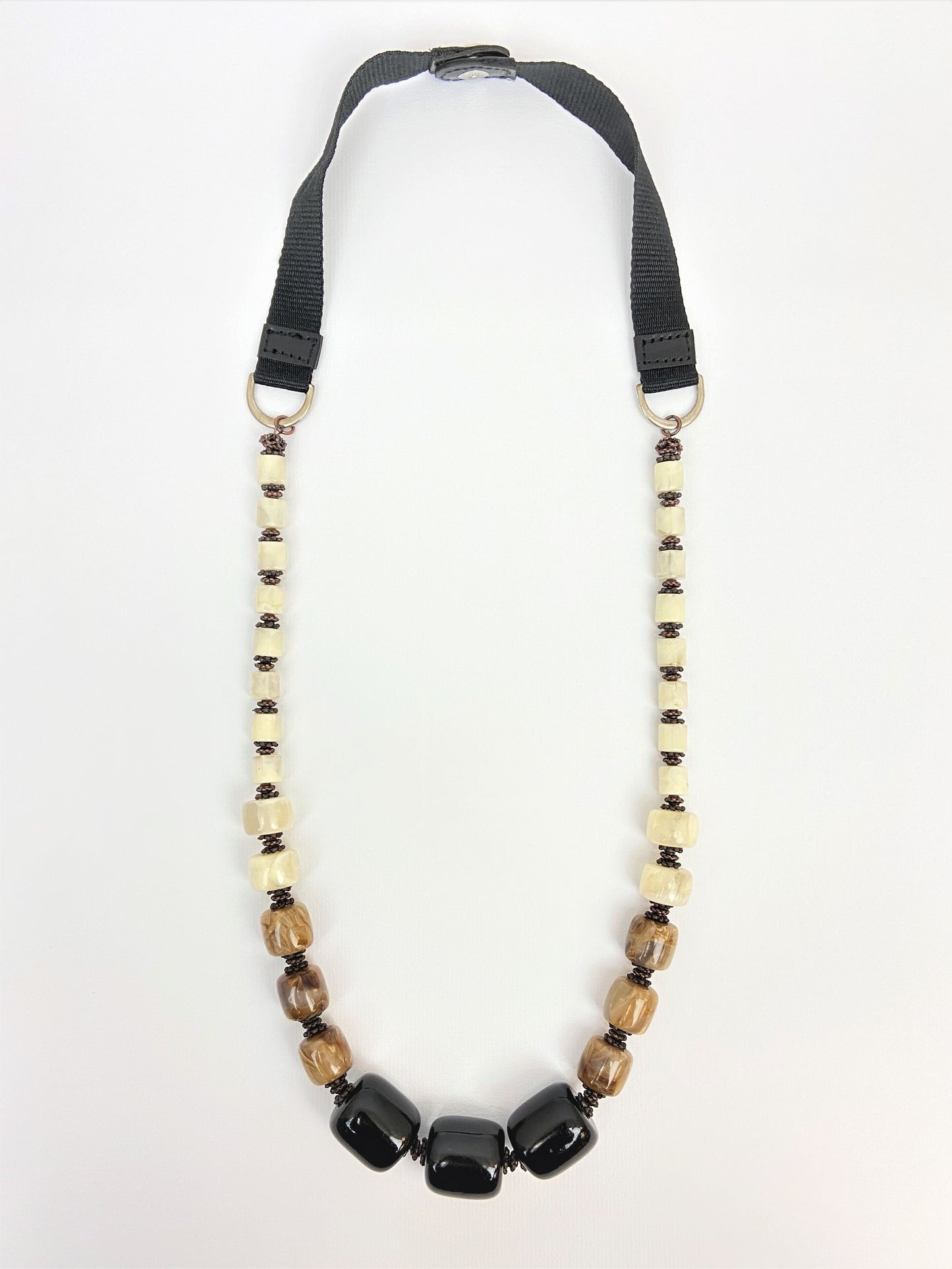Ivory Alcazar Mixed Bead Necklace by Stage Jewellery in earth and ivory tones
