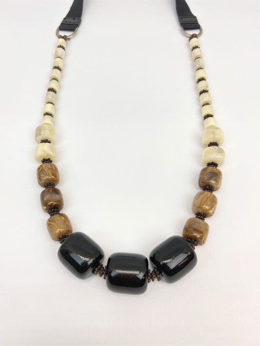 Ivory Alcazar Mixed Bead Necklace by Stage Jewellery in earth and ivory tones