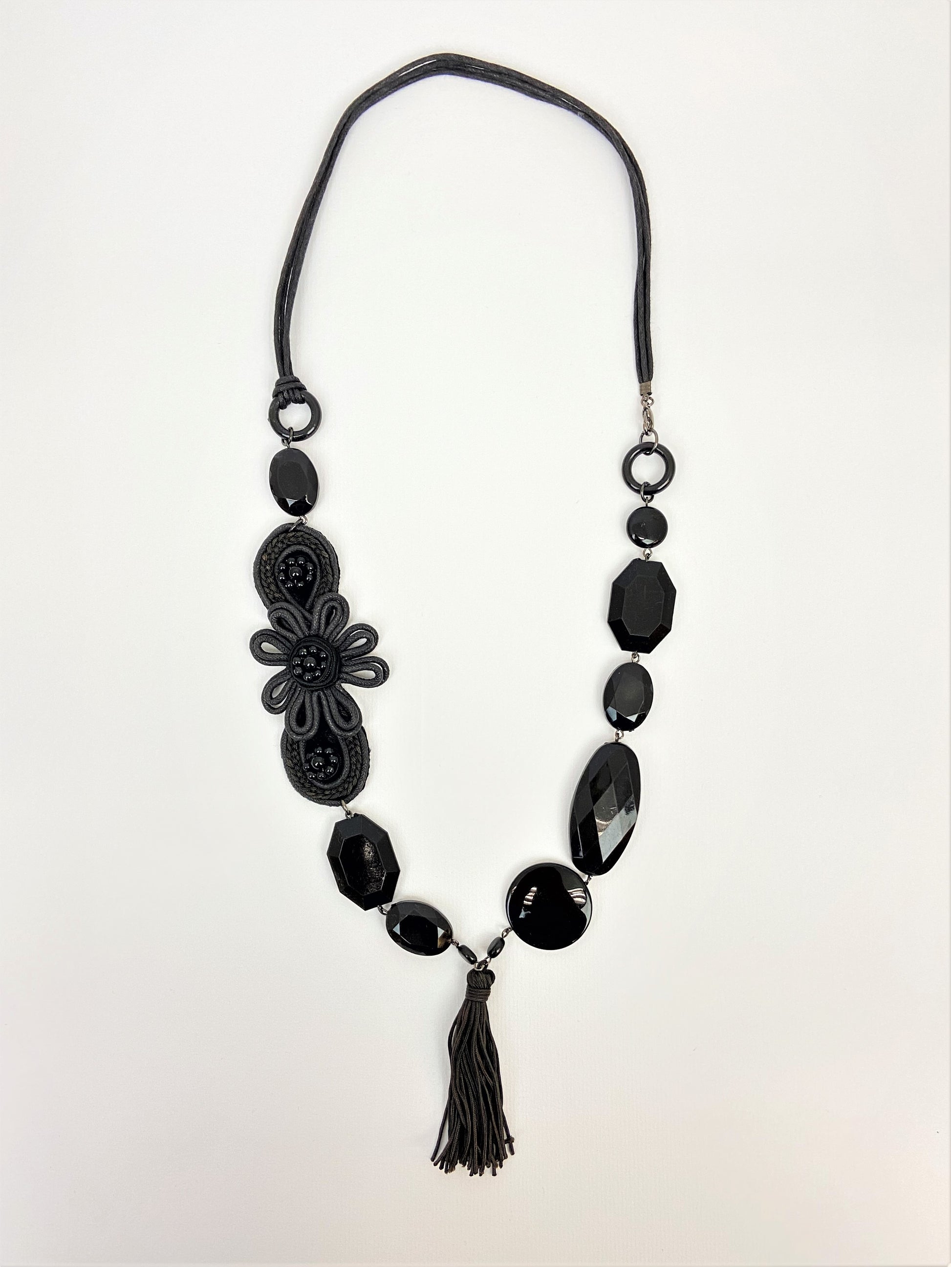 Midnight Arya Mixed Bead Necklace by Stage Jewellery in black tones and elegant style