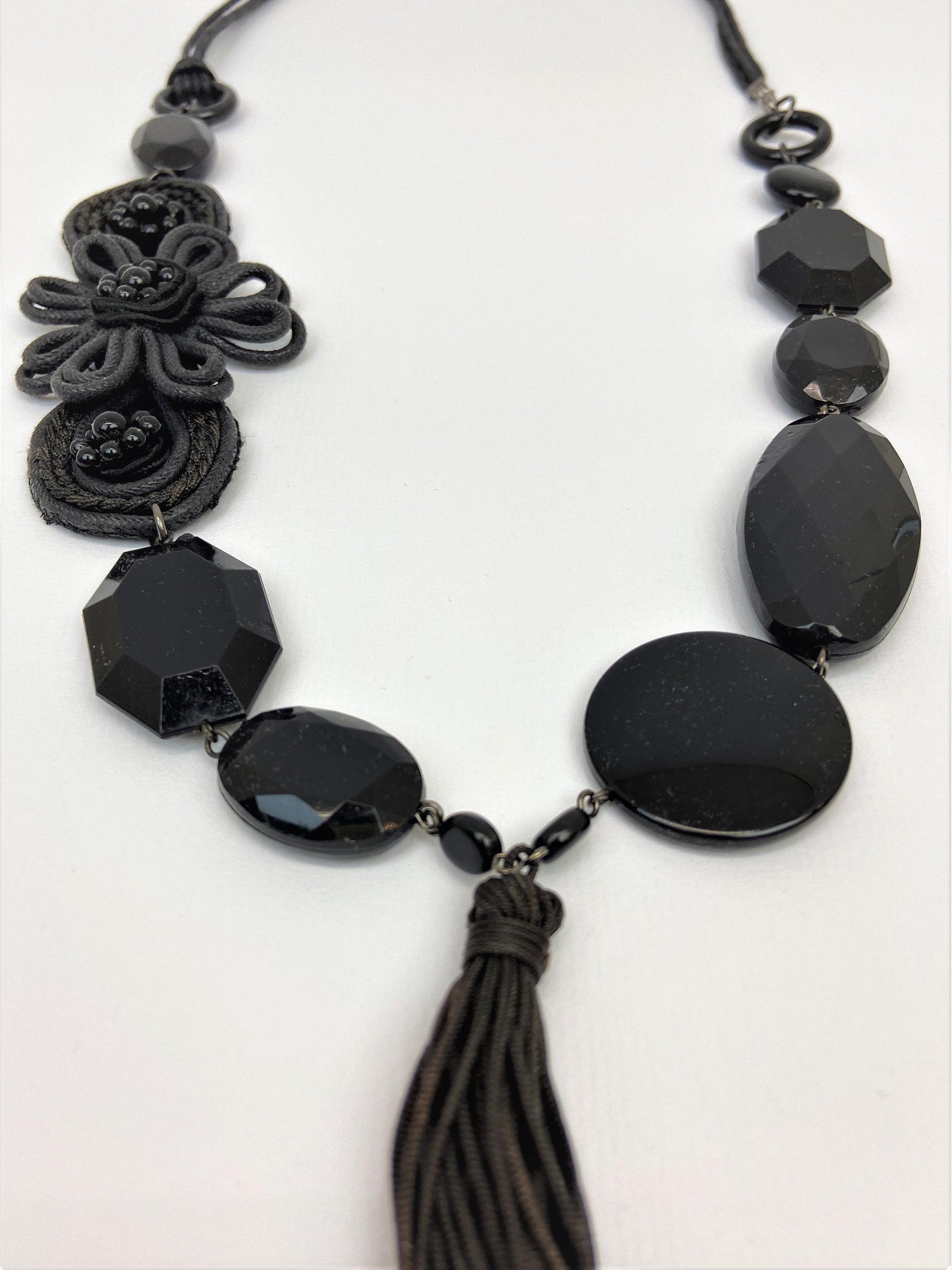 Midnight Arya Mixed Bead Necklace by Stage Jewellery in black tones and elegant style