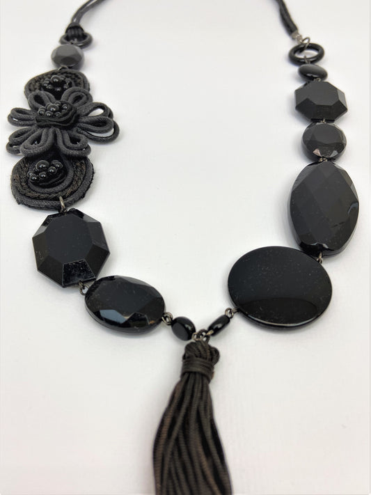 Midnight Arya Mixed Bead Necklace by Stage Jewellery in black tones and elegant style