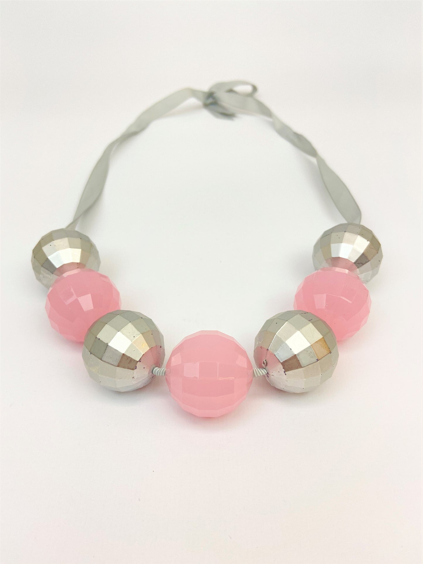 Roise Jollity Mixed Bead Necklace by Stage Jewellery in pink and grey silver tones