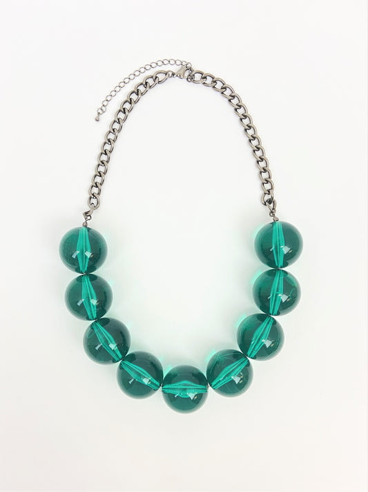 Vardon Enchantment Mixed Bead Necklace by Stage Jewellery with bold round transparent beads in green tones 