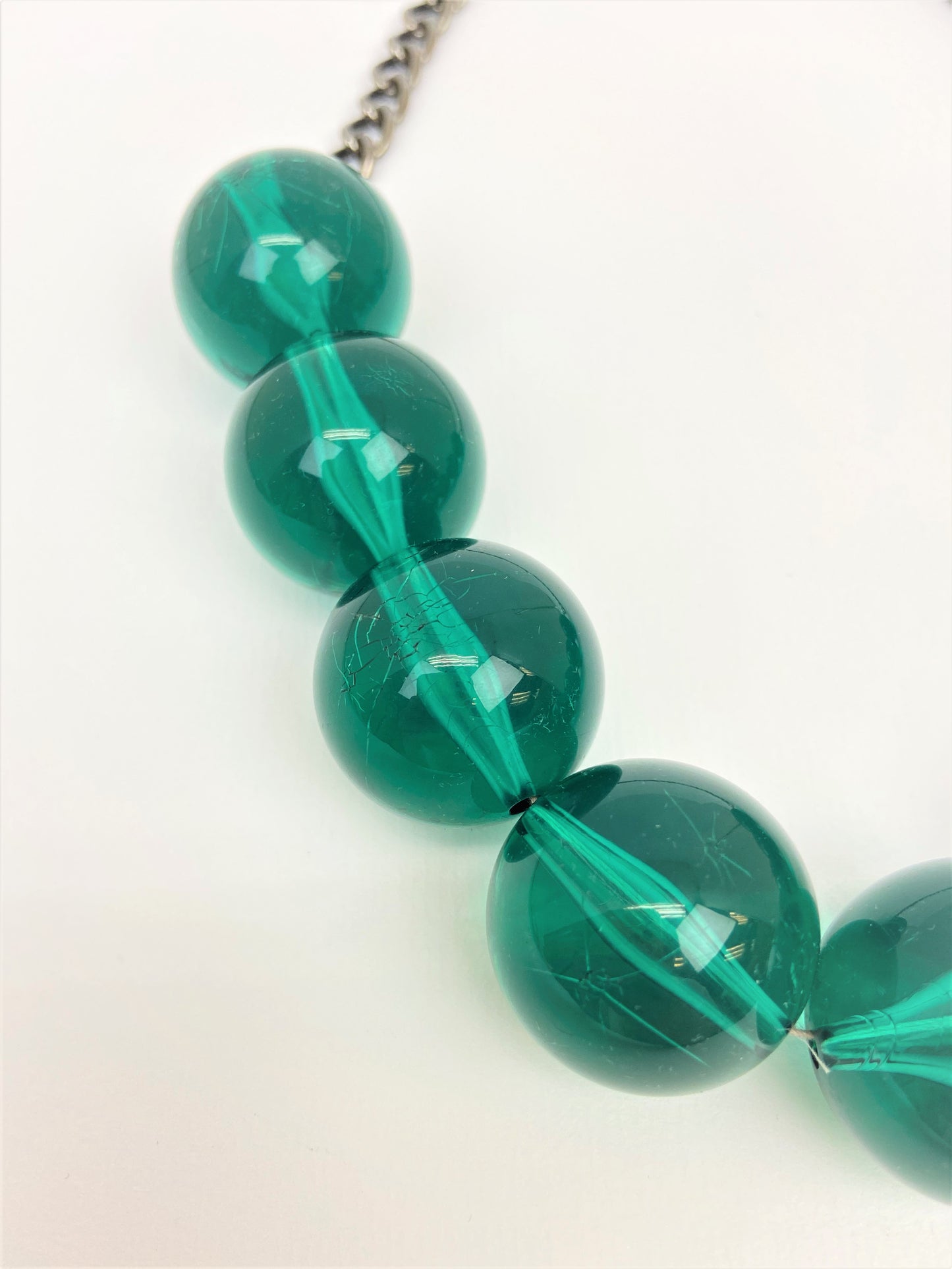 Vardon Enchantment Mixed Bead Necklace by Stage Jewellery with bold round transparent beads in green tones 