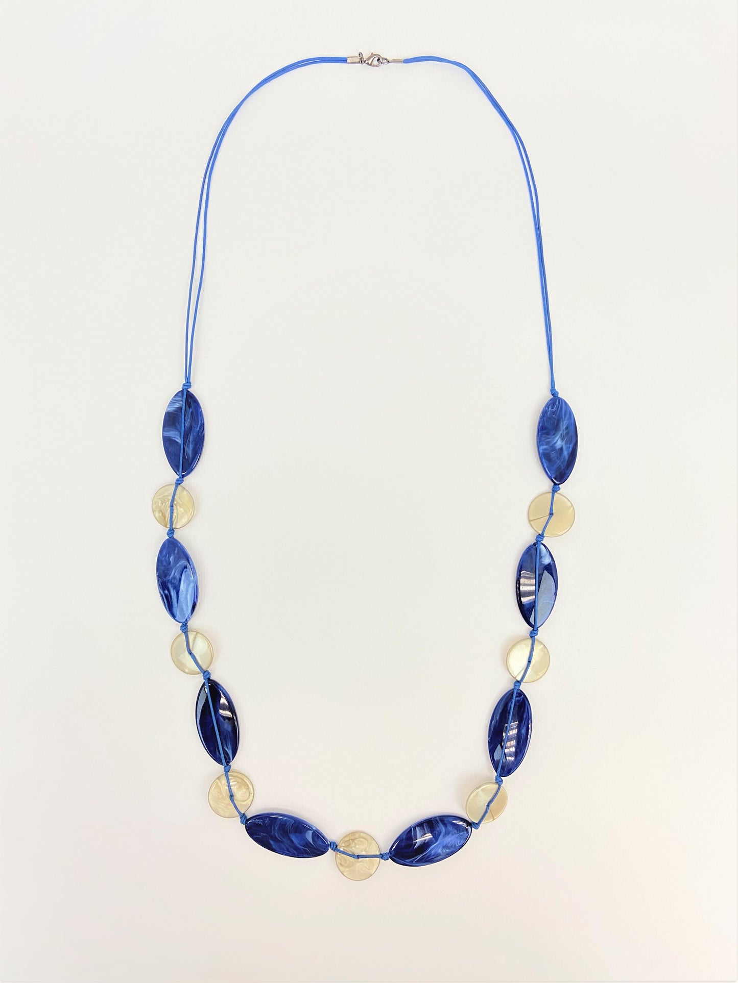Leda Cerulean Mixed Bead Necklace by Stage Jewellery in blue and white tones
