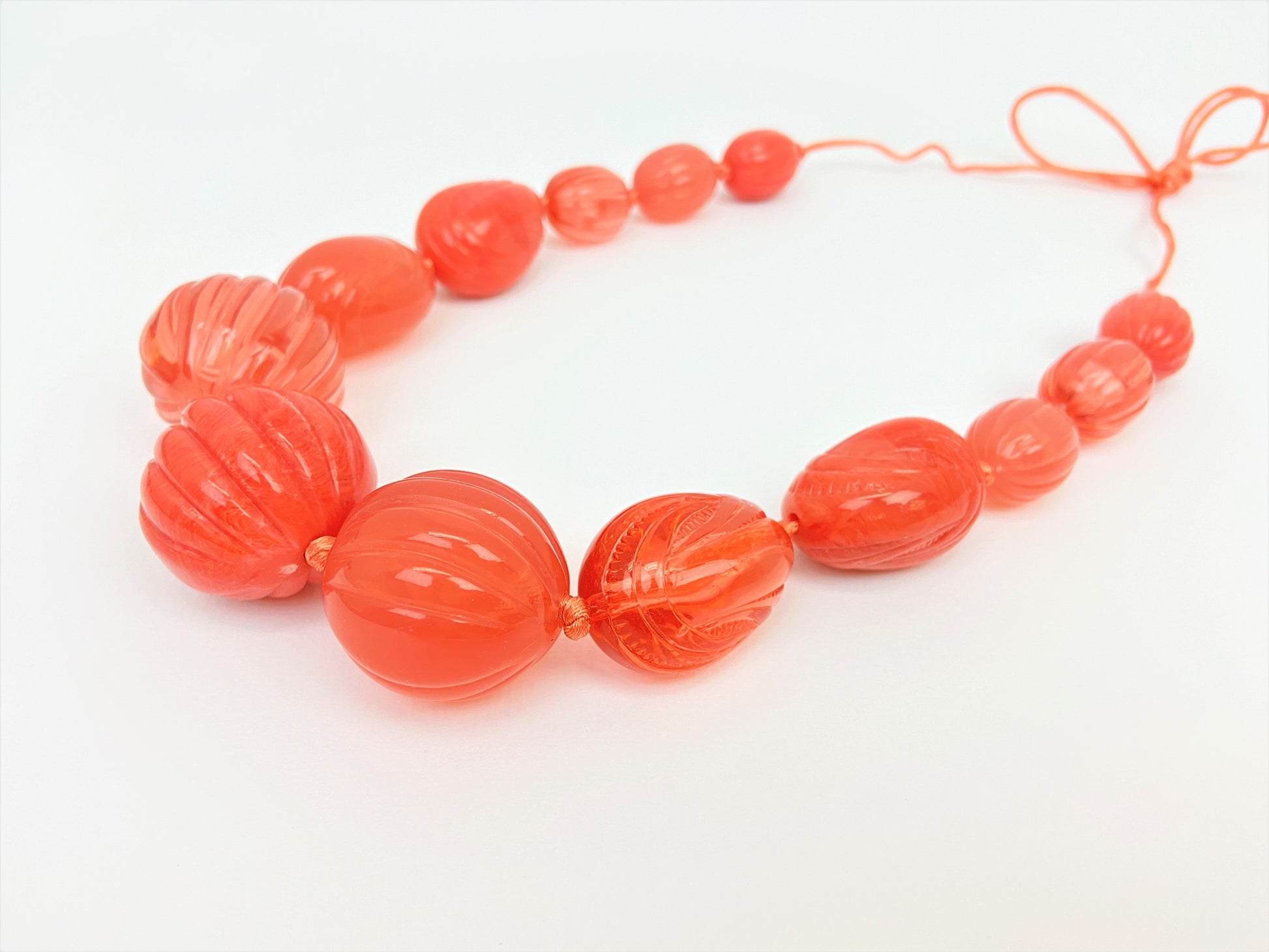 Gumusservi Coral Mixed Bead Necklace by Stage Jewellery in coral tone
