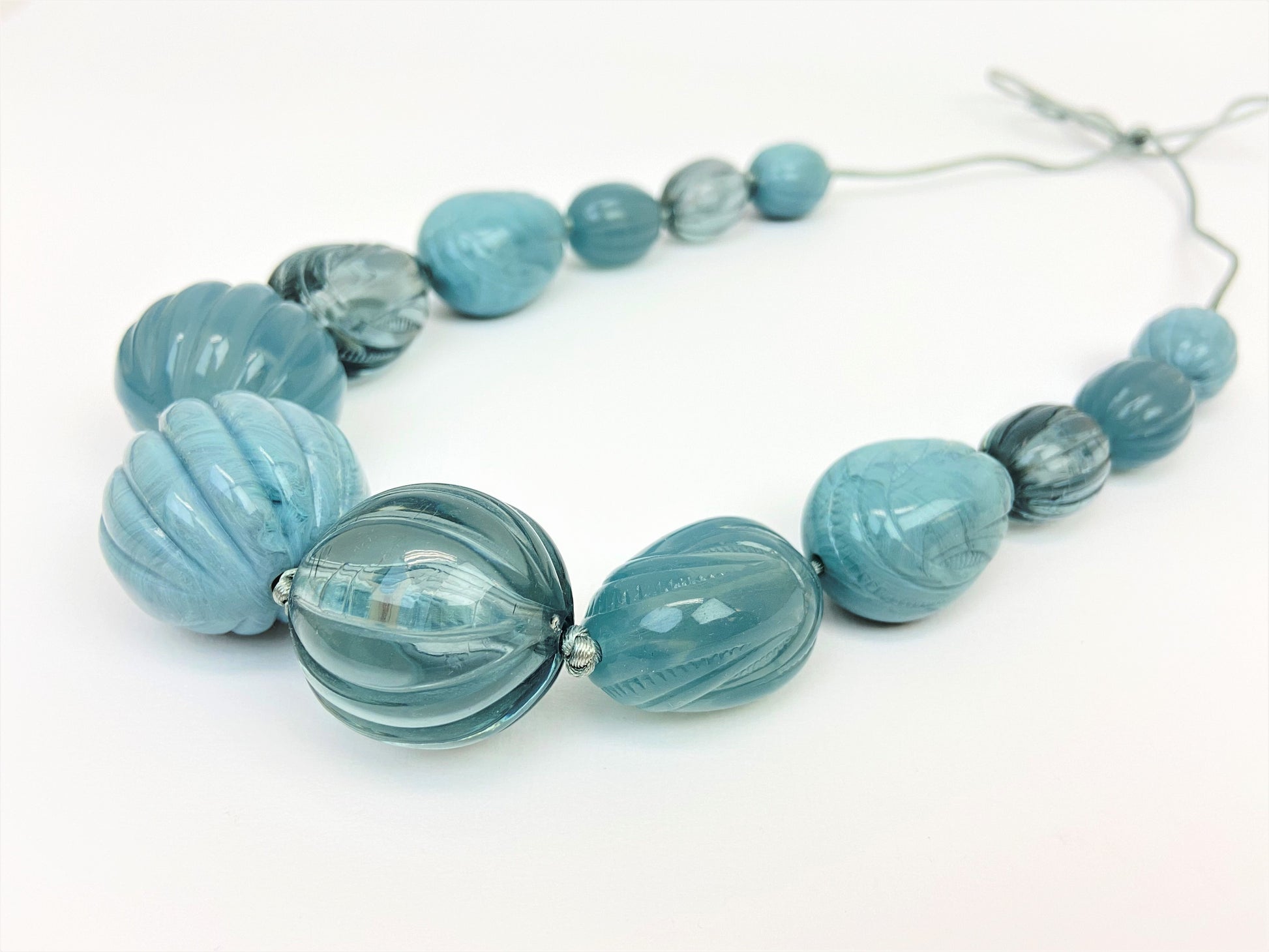 Gumusservi Sular Mixed Bead Necklace by Stage Jewellery in teal blue tones