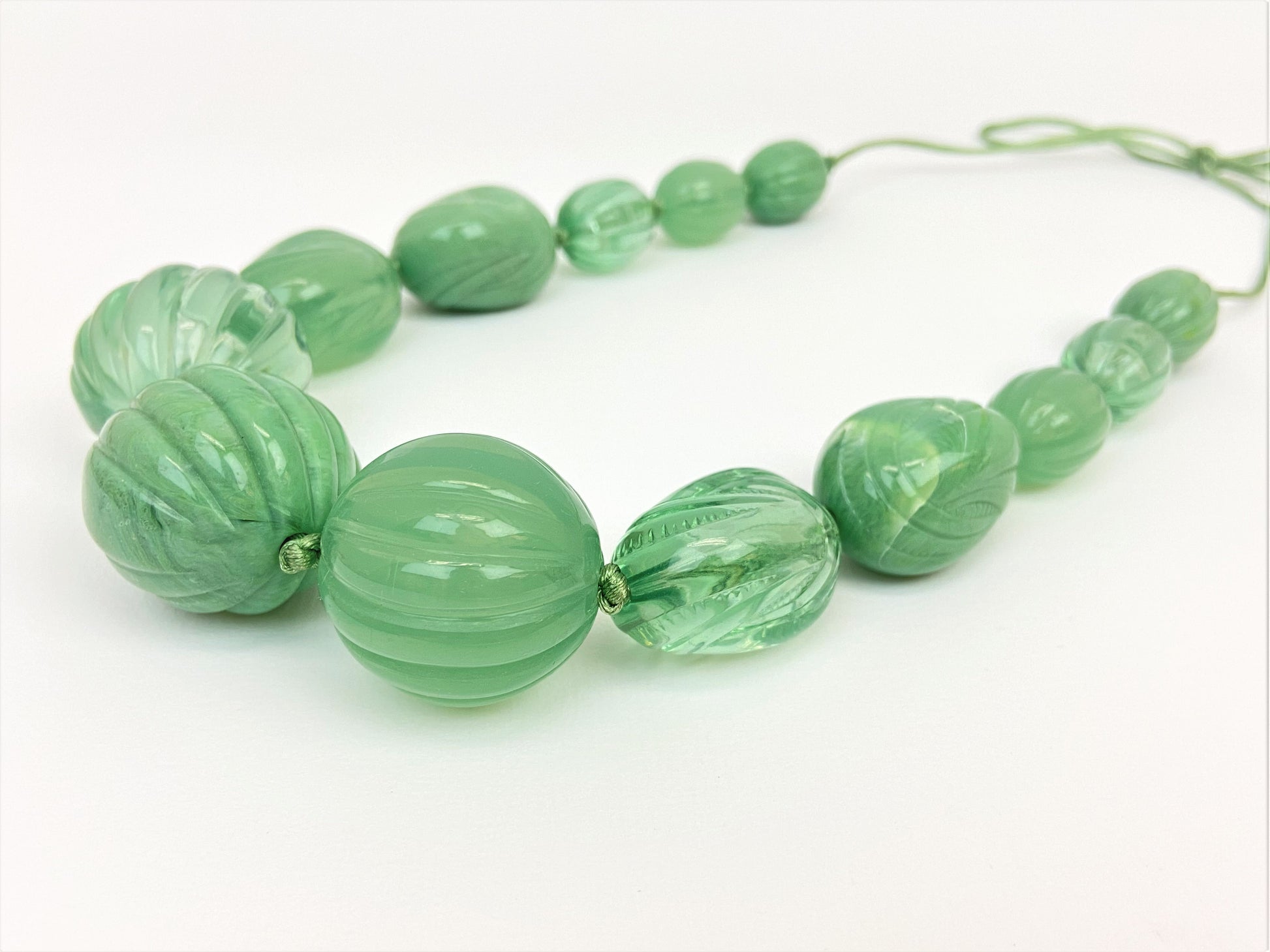 Gumusservi Charelle Mixed Bead Necklace by Stage Jewellery in green emerald jade tones