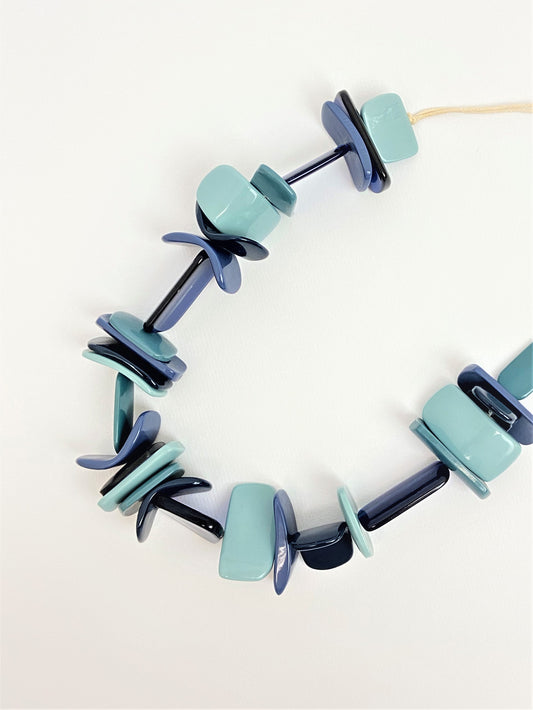 Enigma Ruka Mixed Bead Necklace by Stage Jewellery in blue tones